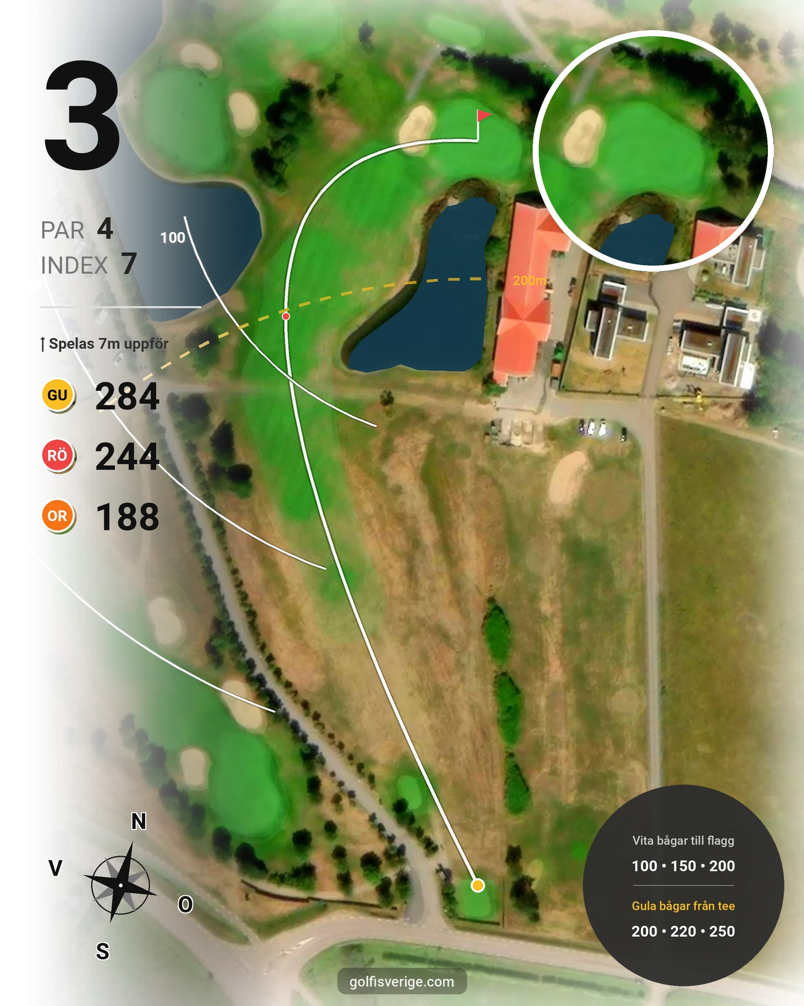 Banguide 18-hålsbanan på Ringenäs Golfklubb - Hål 3 karta