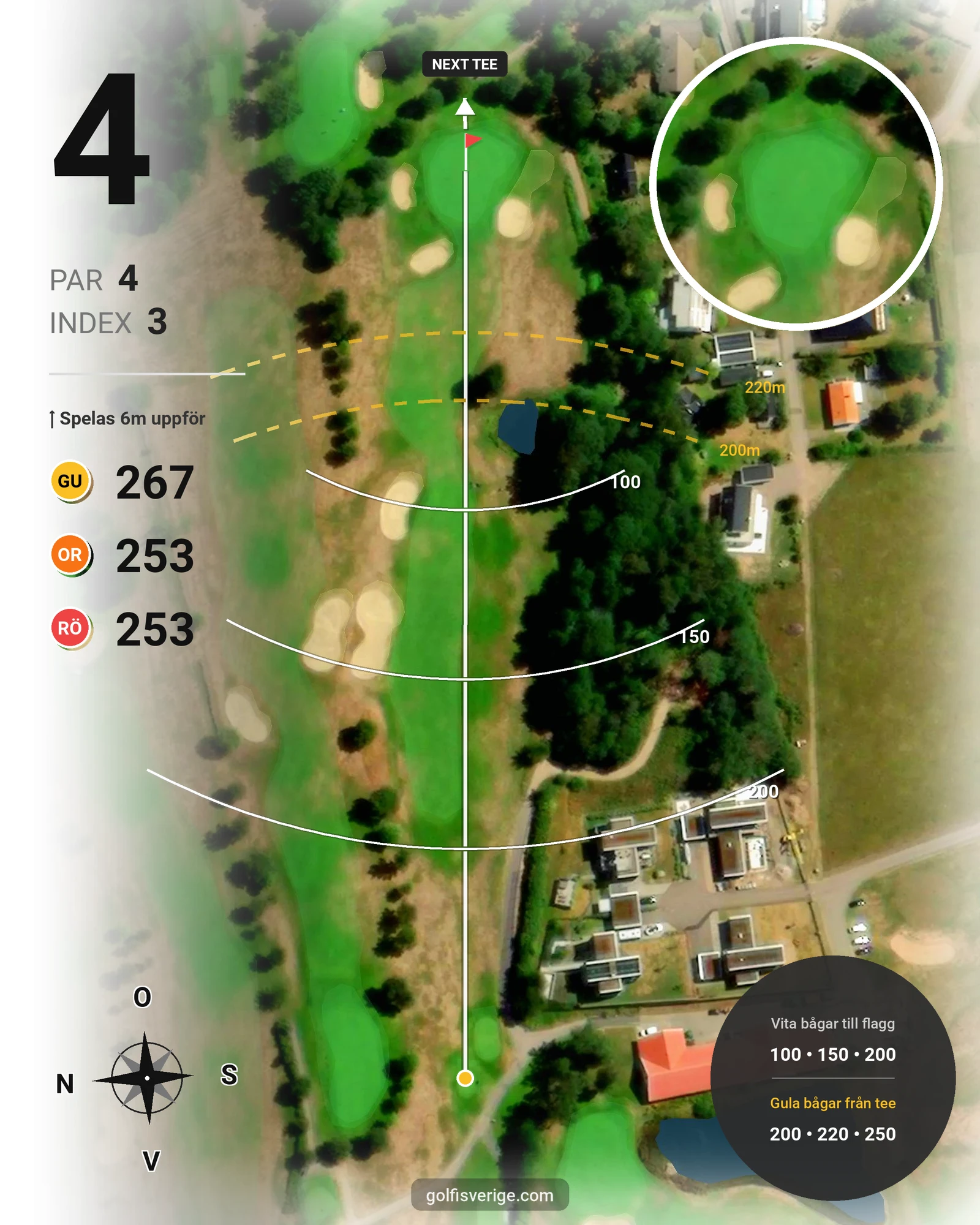 Banguide 9-hålsbanan på Ringenäs Golfklubb - Hål 4 karta