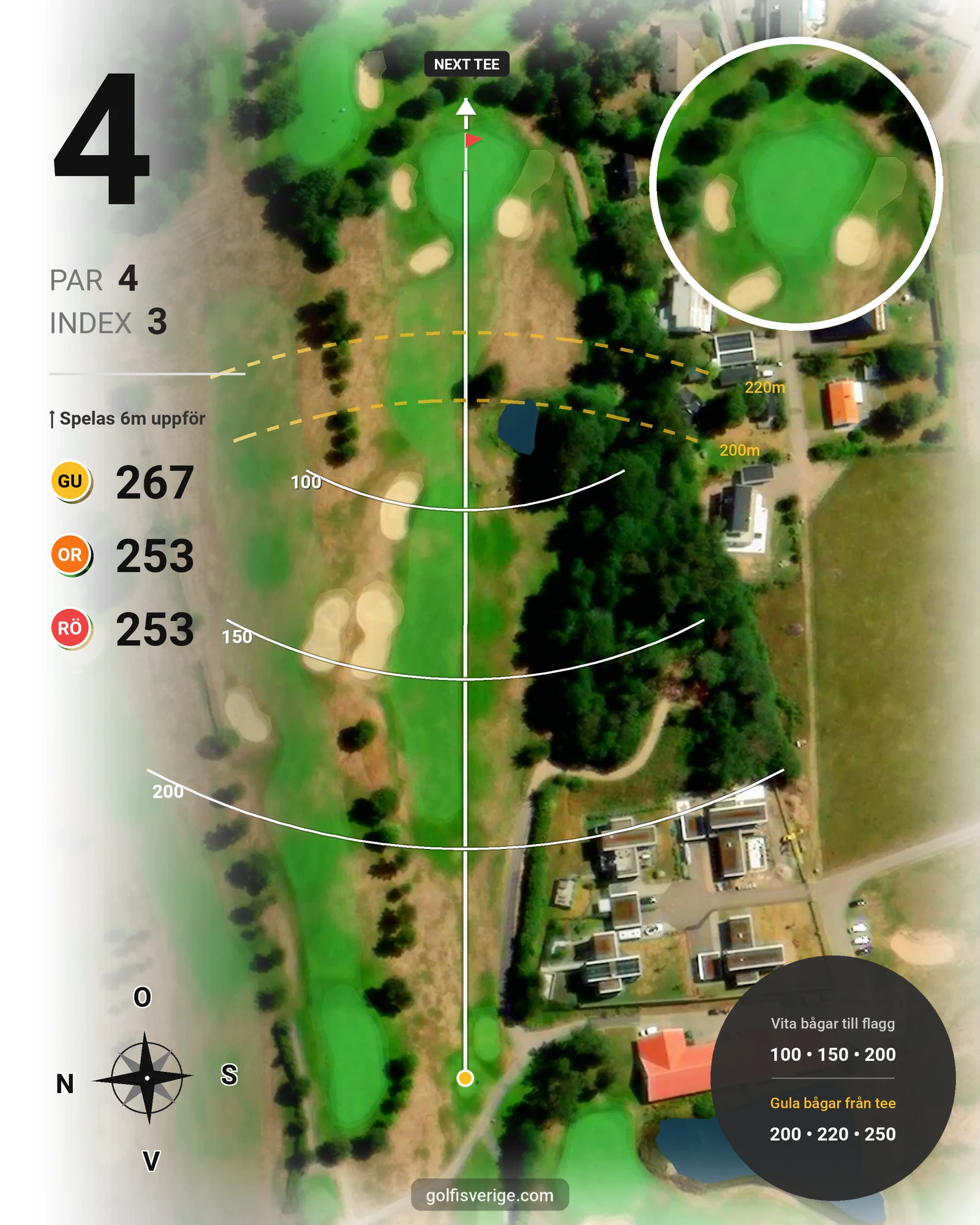 Banguide 18-hålsbanan på Ringenäs Golfklubb - Hål 4 karta