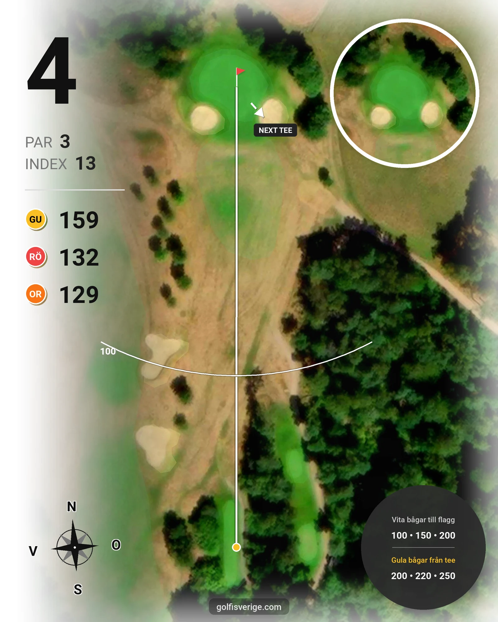 Banguide 9-hålsbanan på Ringenäs Golfklubb - Hål 4 karta