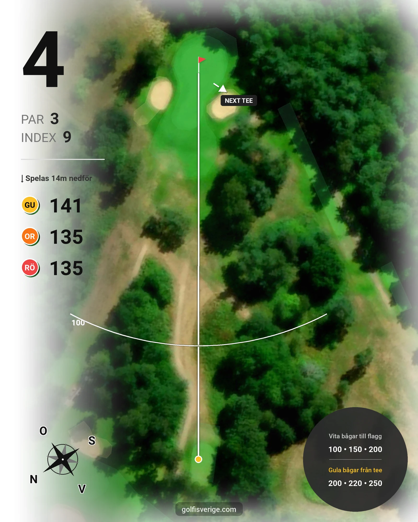 Banguide 18-hålsbanan på Ringenäs Golfklubb - Hål 4 karta