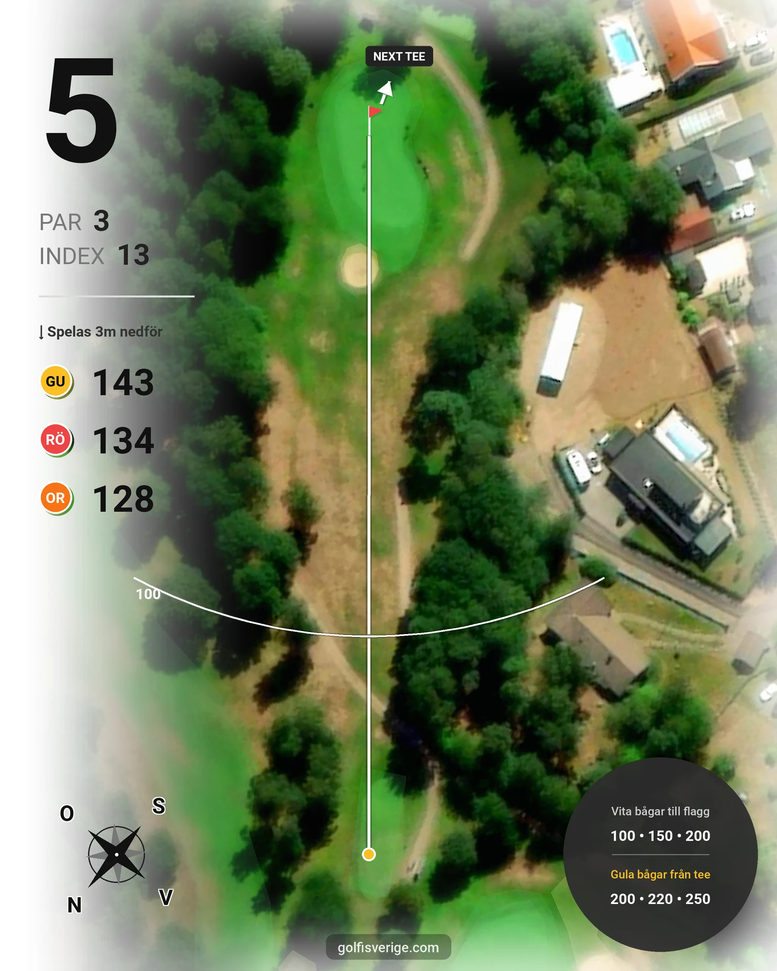 Banguide 9-hålsbanan på Ringenäs Golfklubb - Hål 5 karta