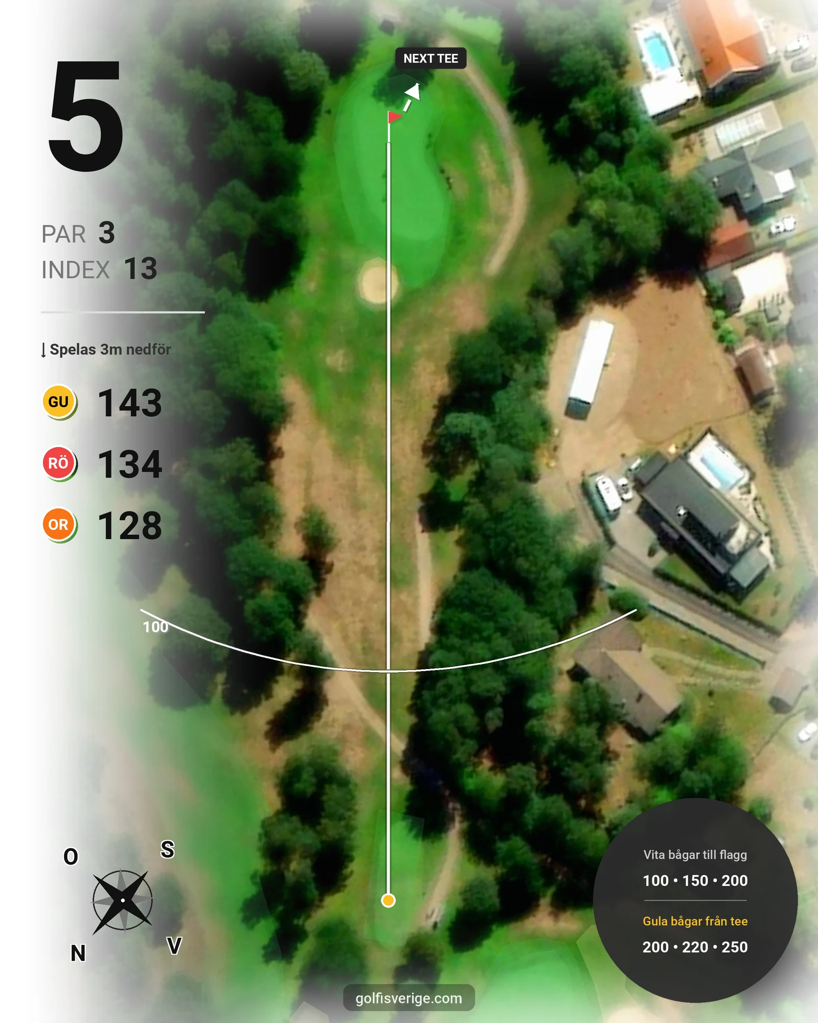 Banguide 18-hålsbanan på Ringenäs Golfklubb - Hål 5 karta
