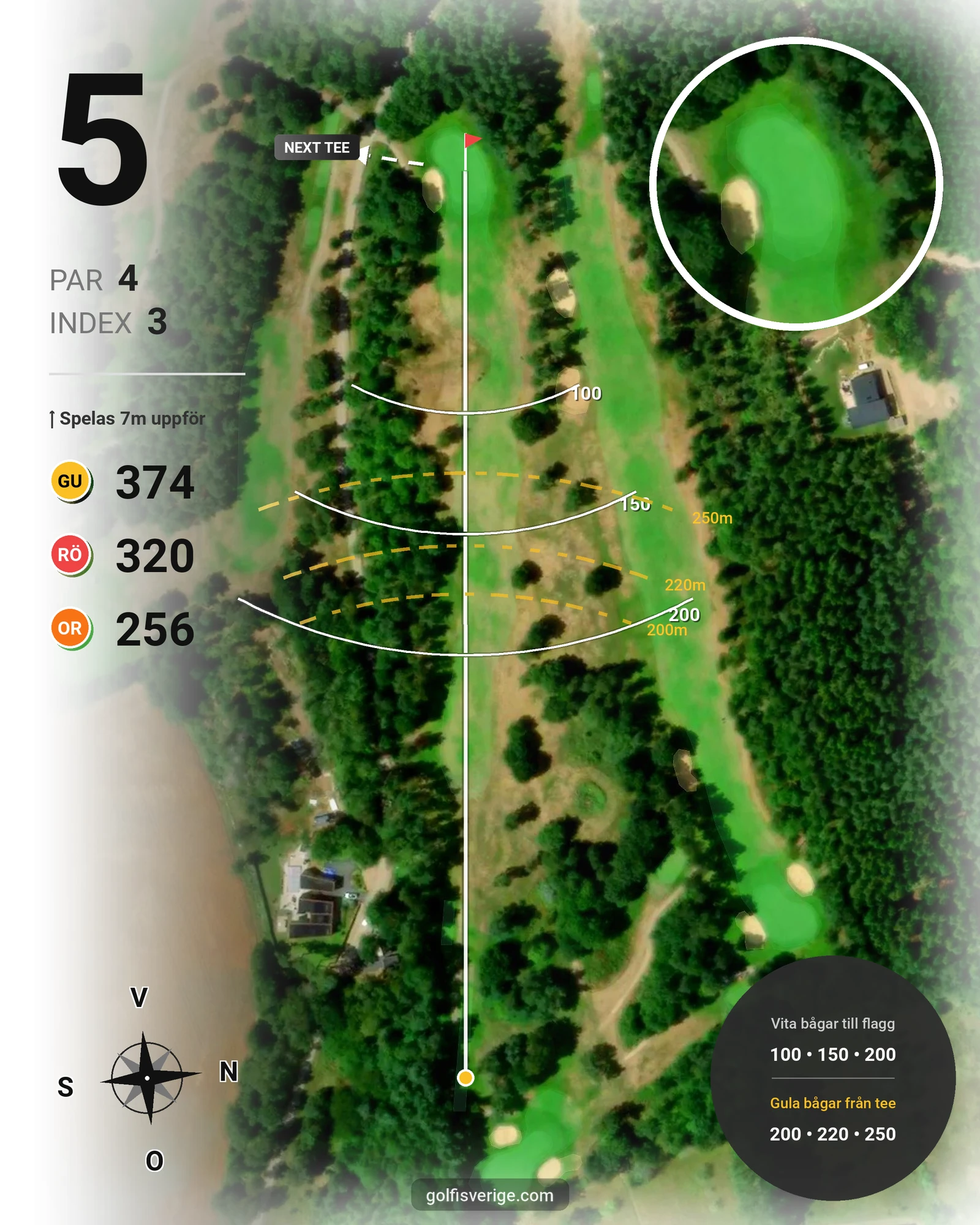 Banguide 9-hålsbanan på Ringenäs Golfklubb - Hål 5 karta