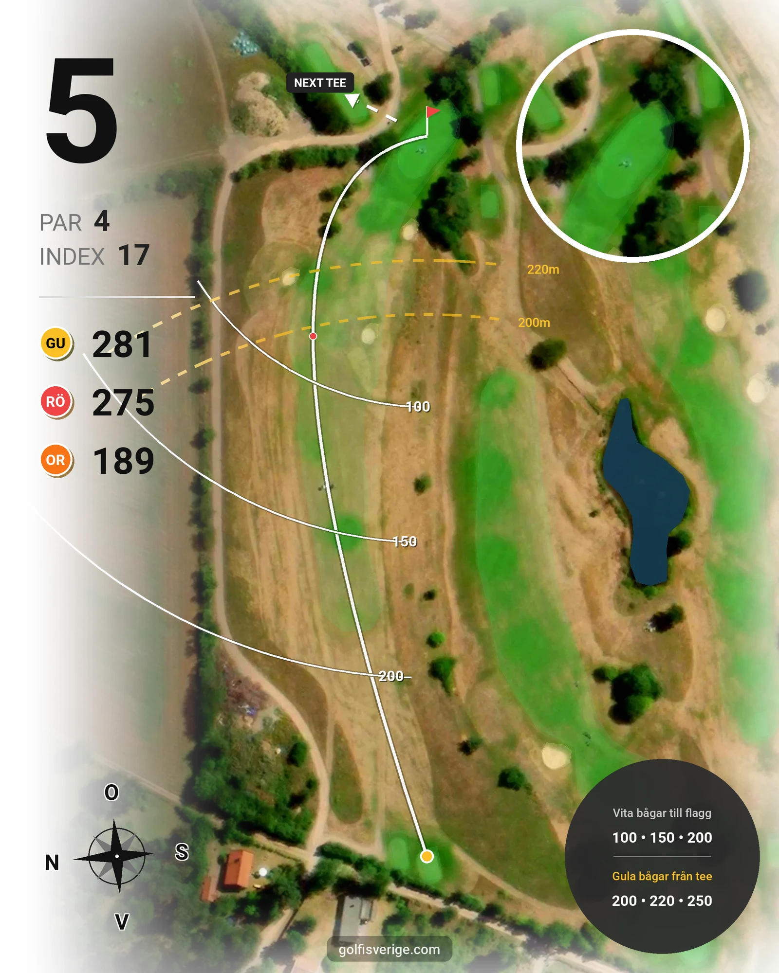 Banguide 9-hålsbanan på Ringenäs Golfklubb - Hål 5 karta