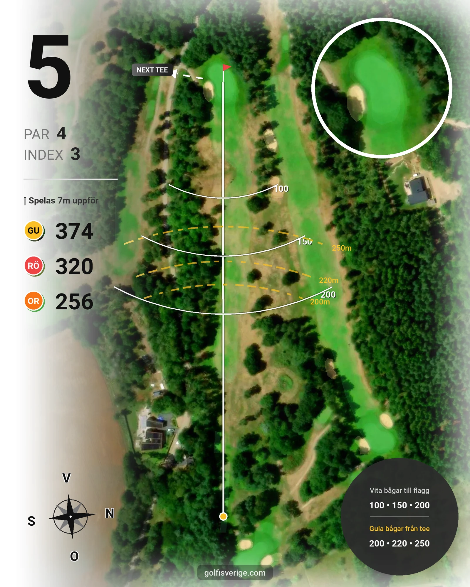 Banguide 18-hålsbanan på Ringenäs Golfklubb - Hål 5 karta