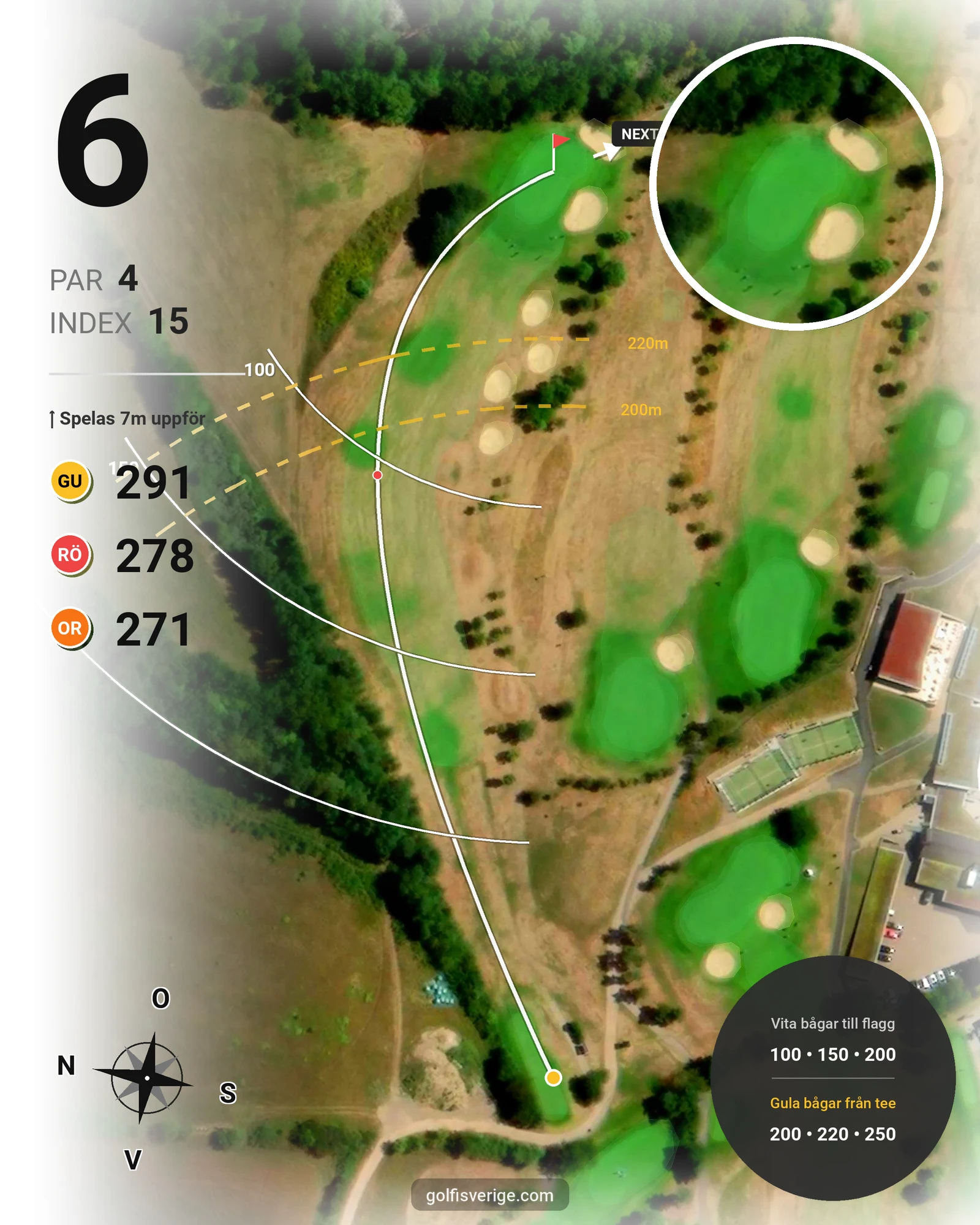 Banguide Dubbelbokning på Ringenäs Golfklubb - Hål 6 karta