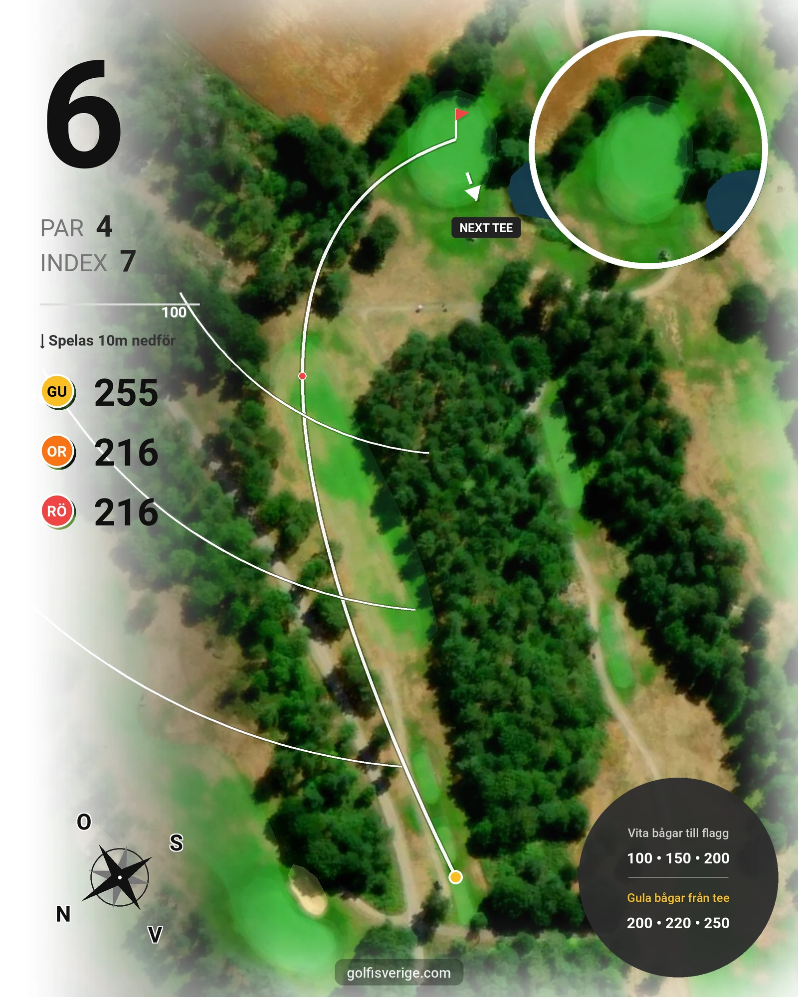 Banguide 18-hålsbanan på Ringenäs Golfklubb - Hål 6 karta