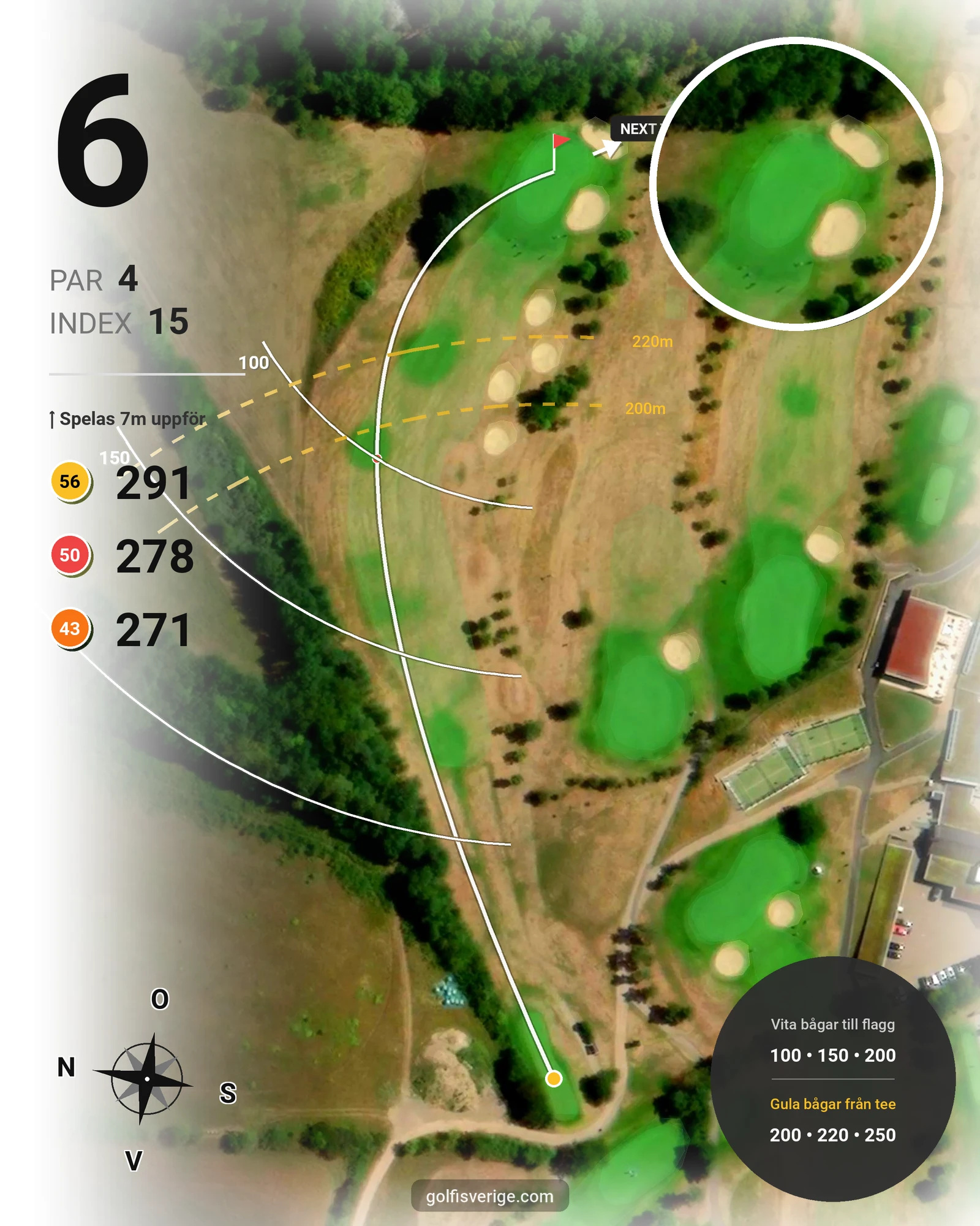Banguide Dubbelbokning på Ringenäs Golfklubb - Hål 6 karta