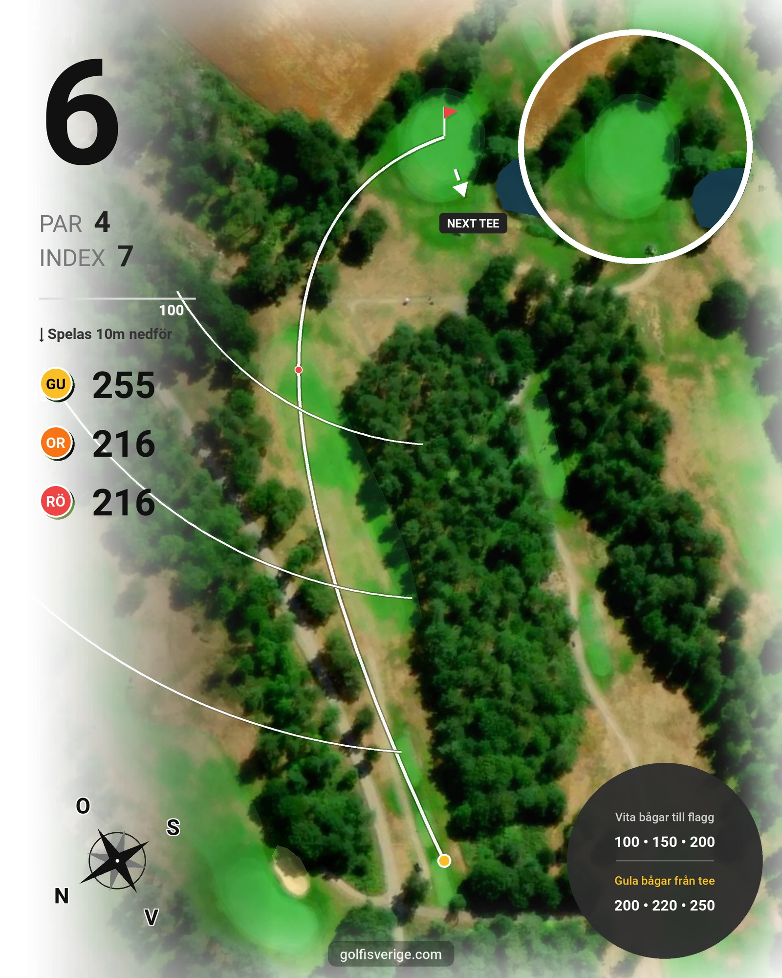 Banguide 18-hålsbanan på Ringenäs Golfklubb - Hål 6 karta