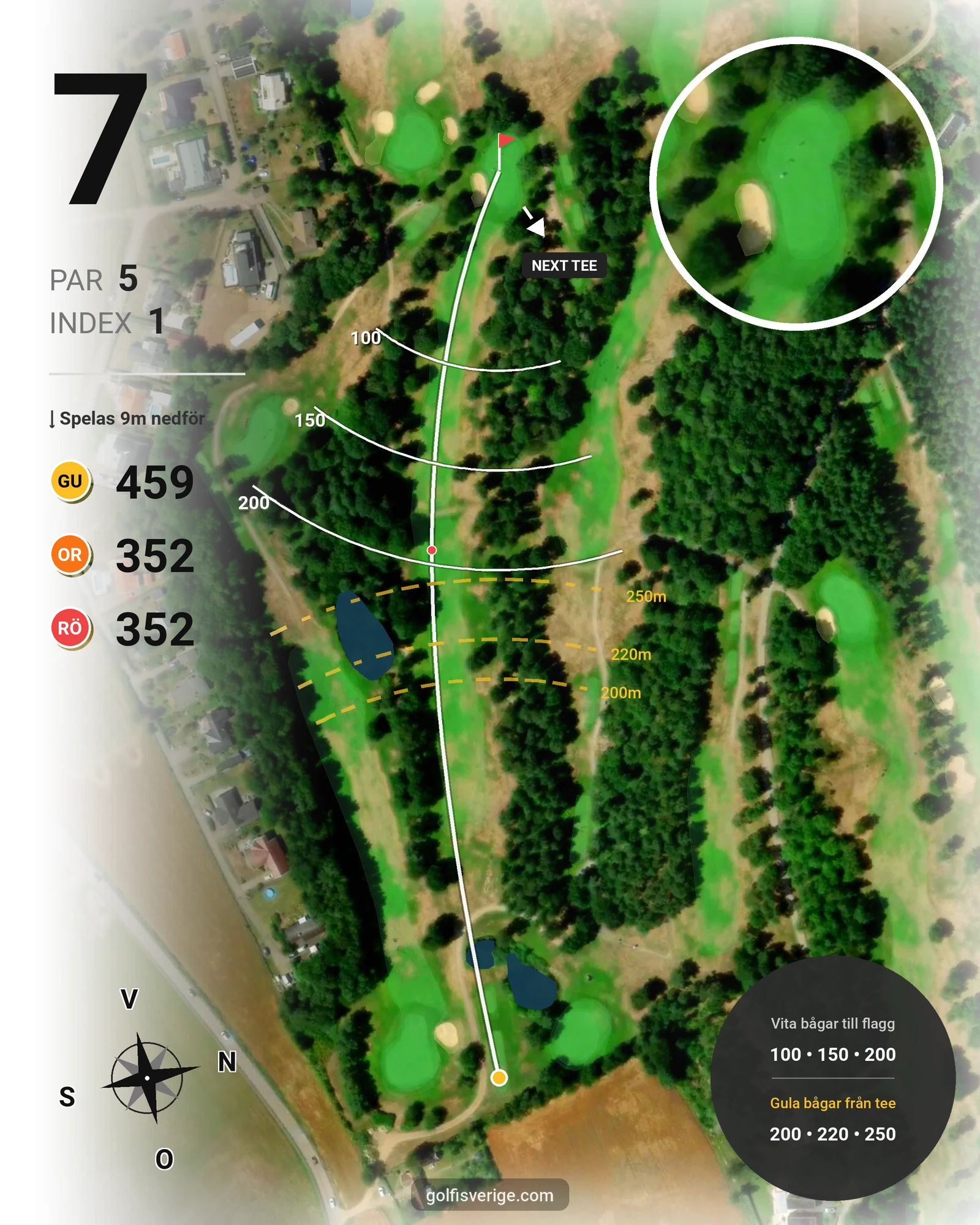 Banguide 18-hålsbanan på Ringenäs Golfklubb - Hål 7 karta