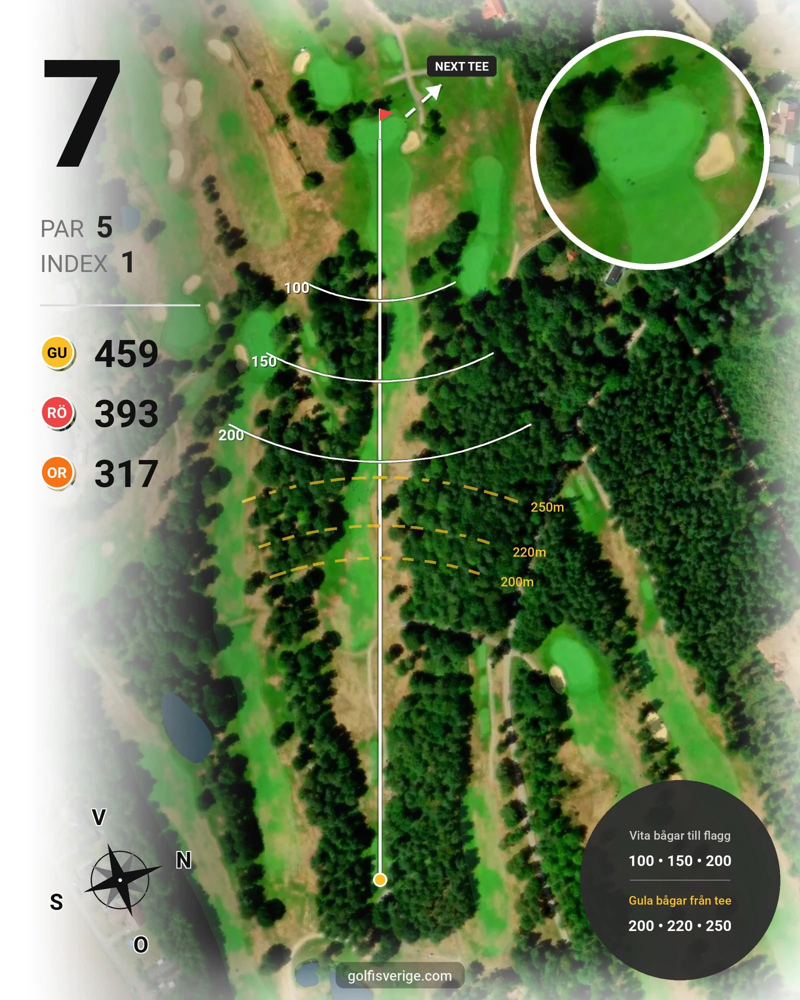 Banguide 9-hålsbanan på Ringenäs Golfklubb - Hål 7 karta