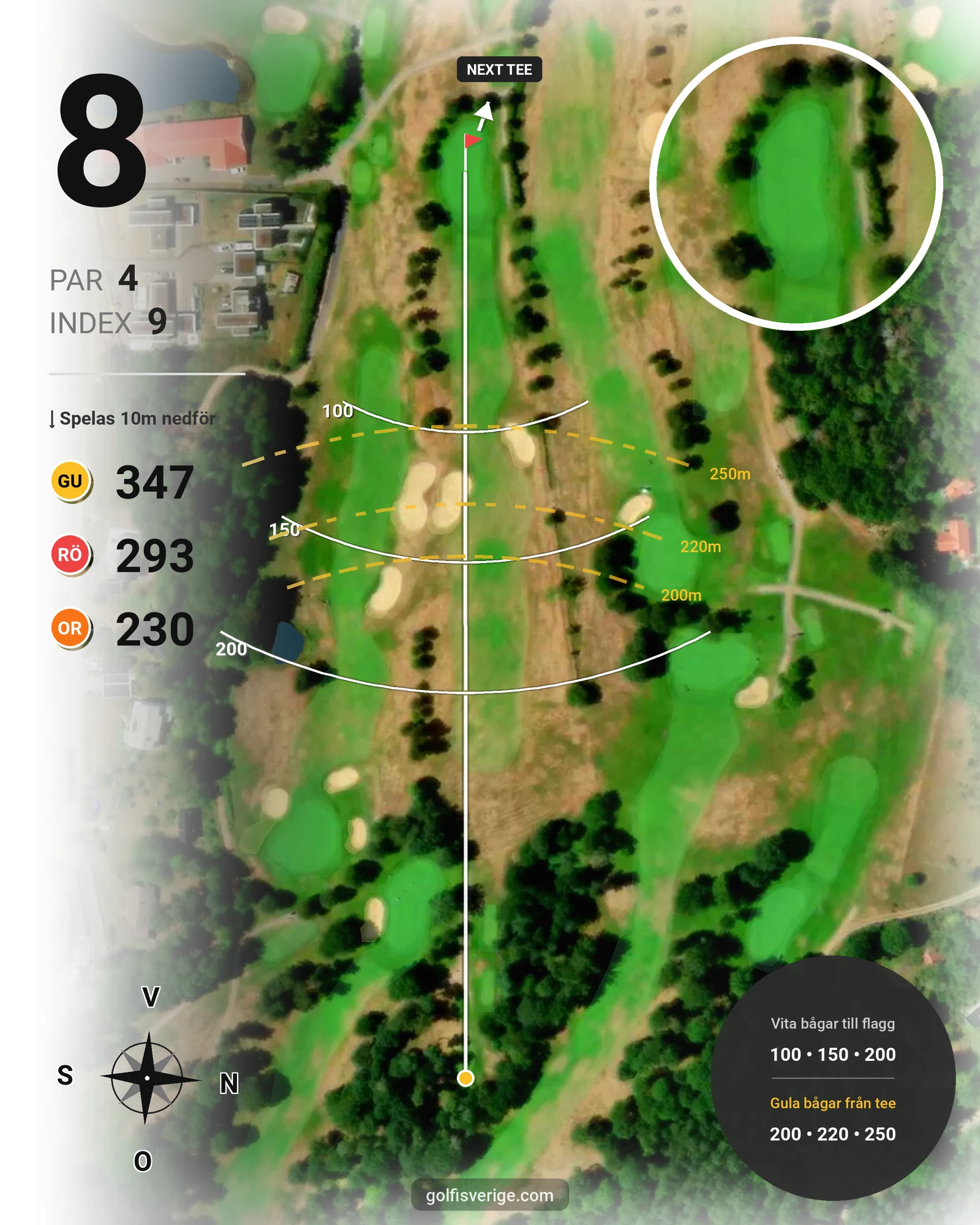 Banguide 18-hålsbanan på Ringenäs Golfklubb - Hål 8 karta