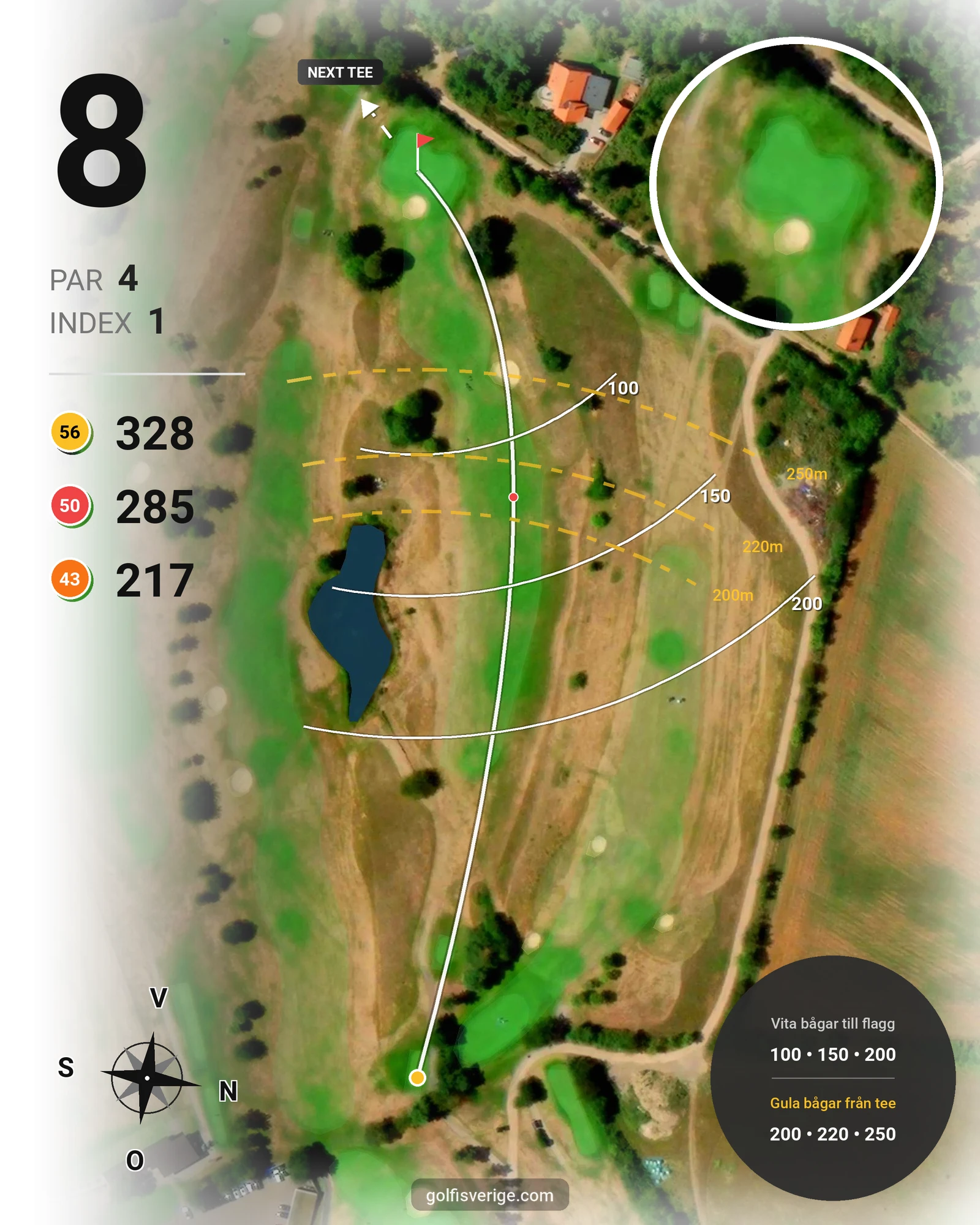 Banguide Dubbelbokning på Ringenäs Golfklubb - Hål 8 karta