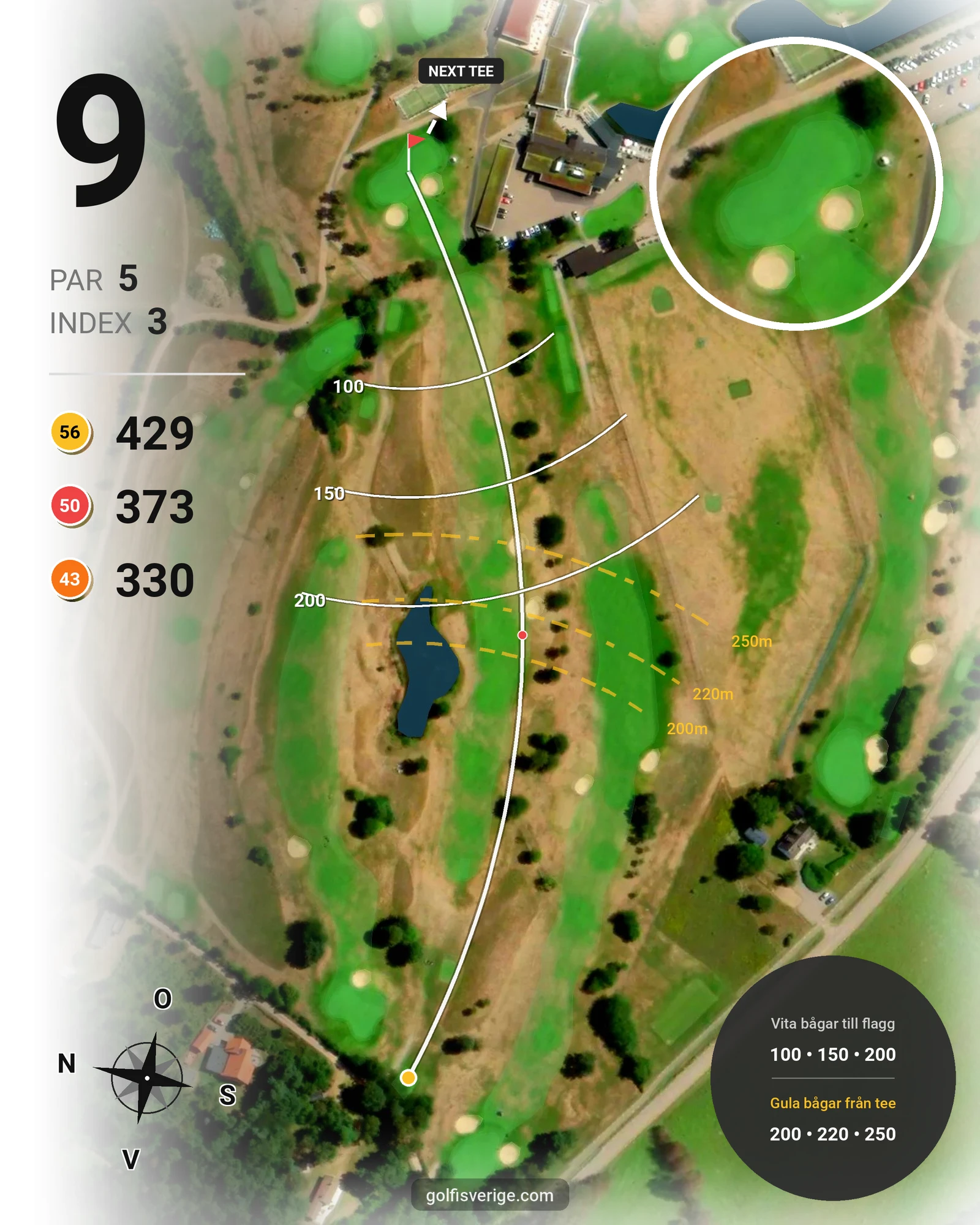 Banguide Dubbelbokning på Ringenäs Golfklubb - Hål 9 karta