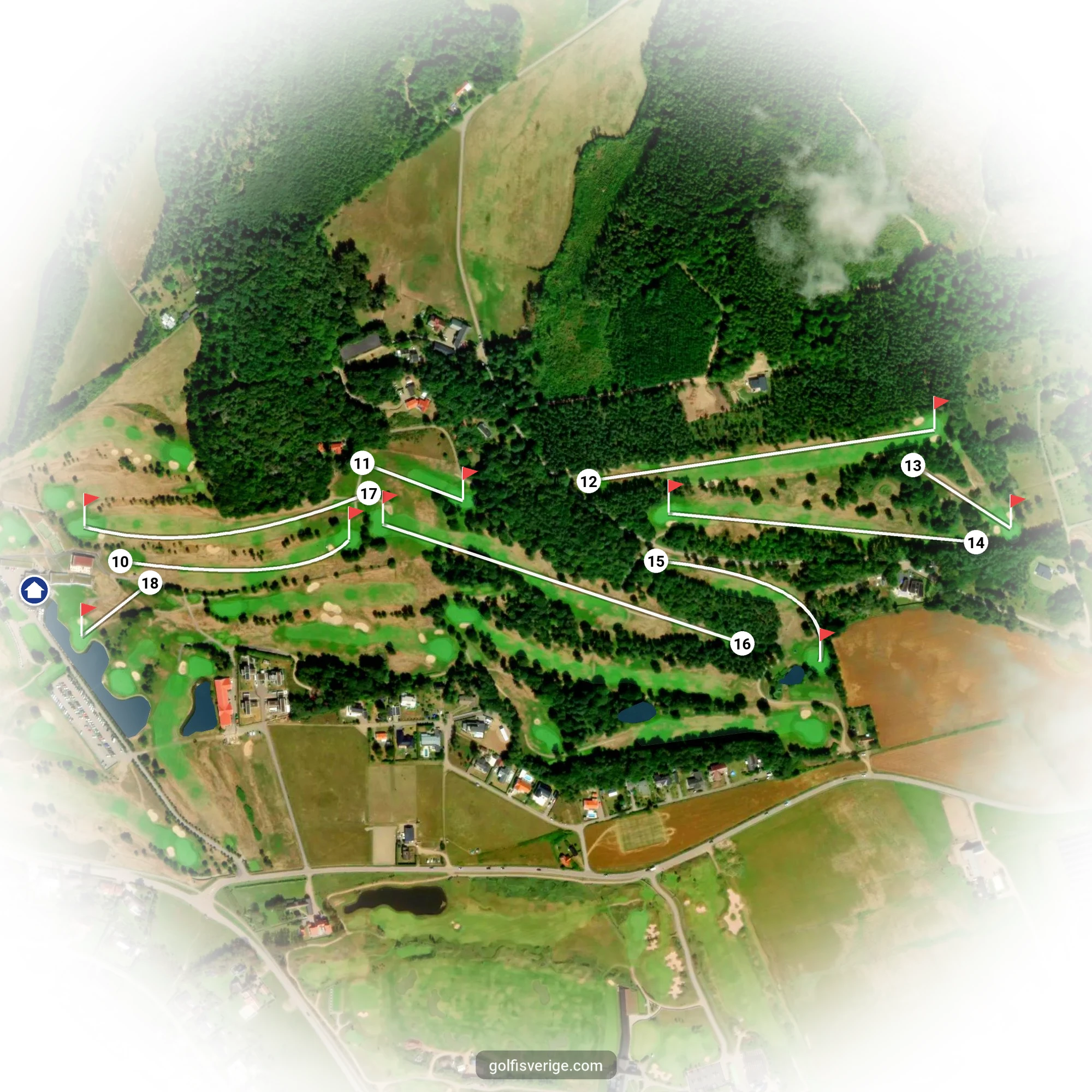 Guía del campo de golf de 9 hoyos del Ringenäs Golf Club.