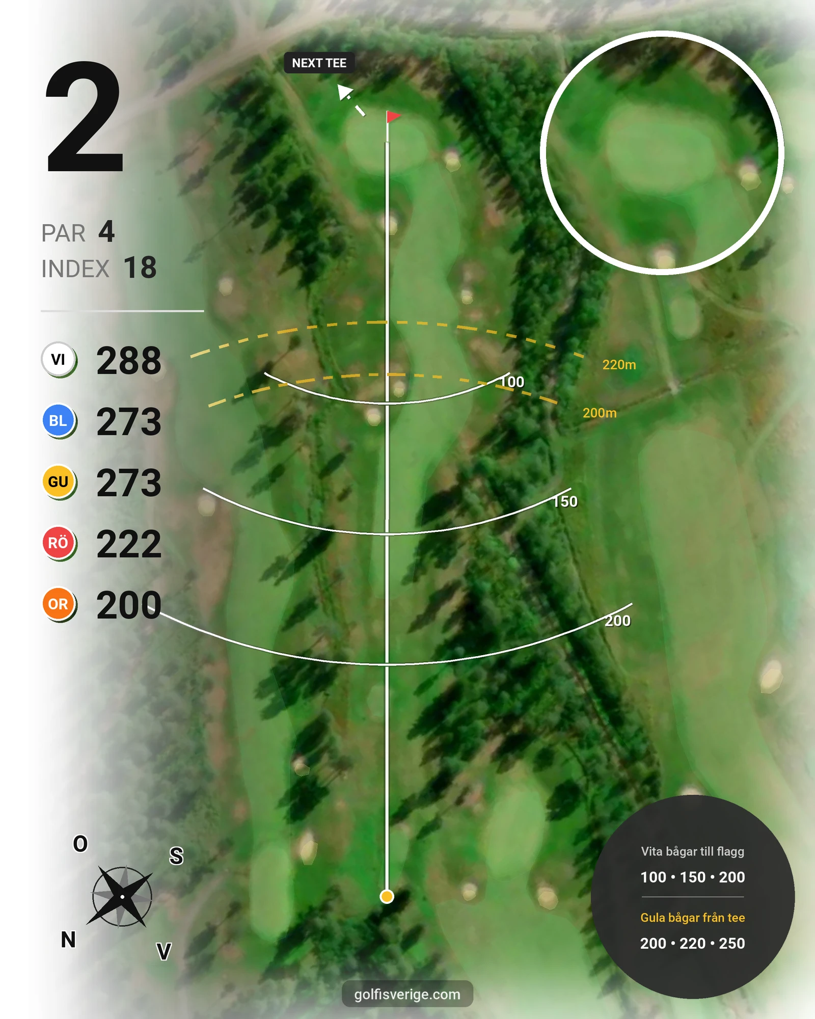 Banguide Robertsfors GK ny på Robertsfors Golfklubb - Hål 2 karta