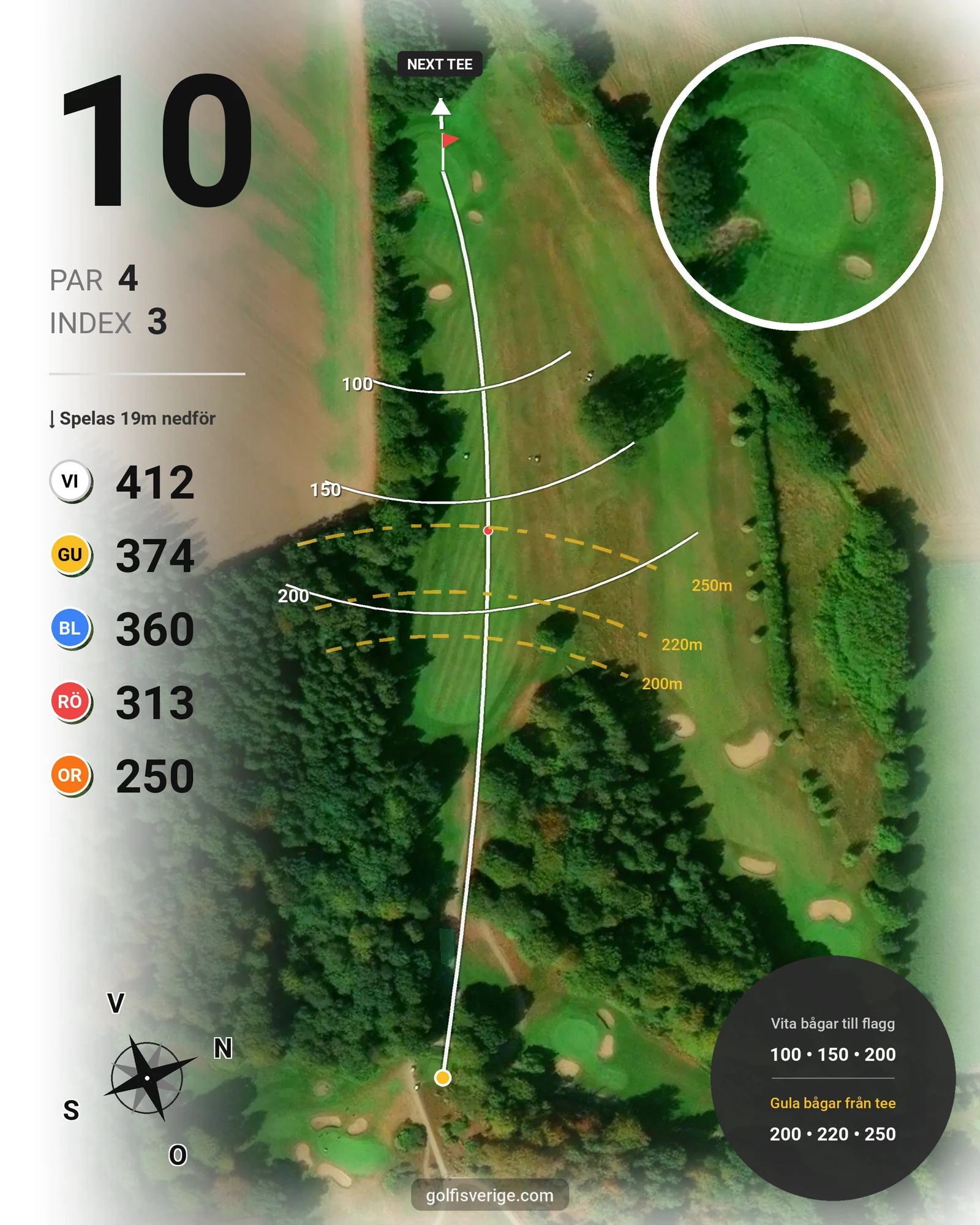 Banguide 1. Classic Course (18 hål) på Romeleåsens Golfklubb - Hål 10 karta