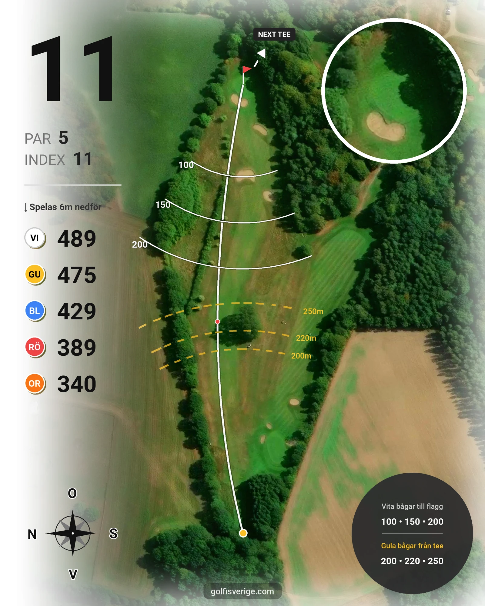 Banguide 1. Classic Course (18 hål) på Romeleåsens Golfklubb - Hål 11 karta