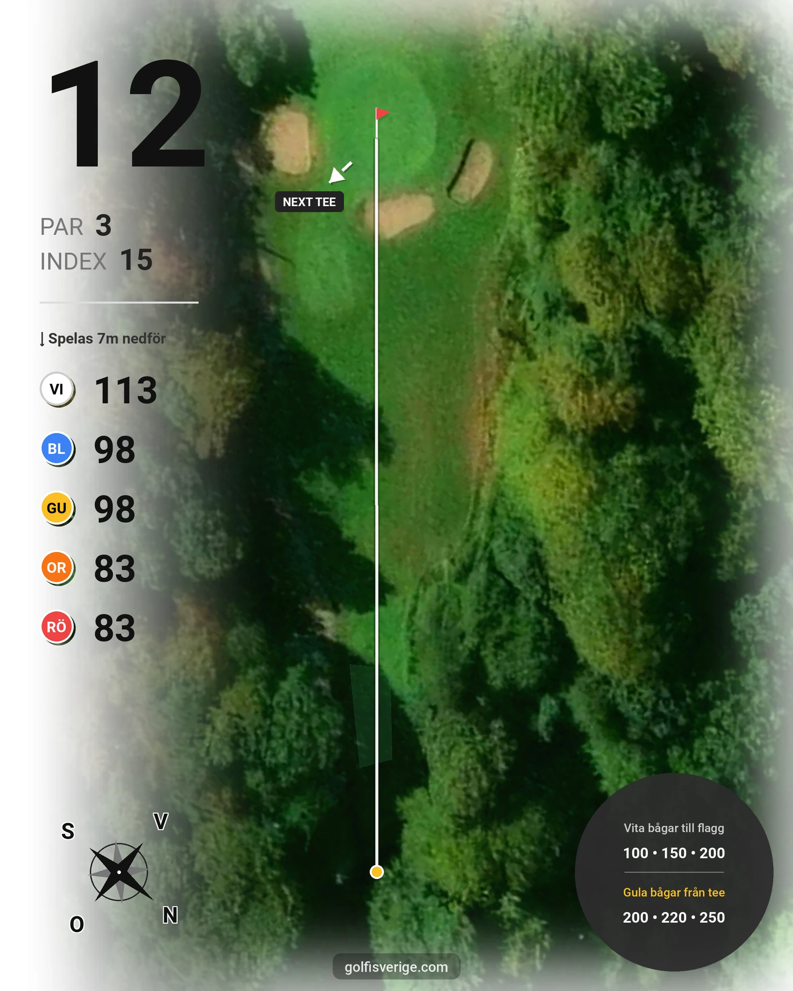 Banguide 1. Classic Course (18 hål) på Romeleåsens Golfklubb - Hål 12 karta