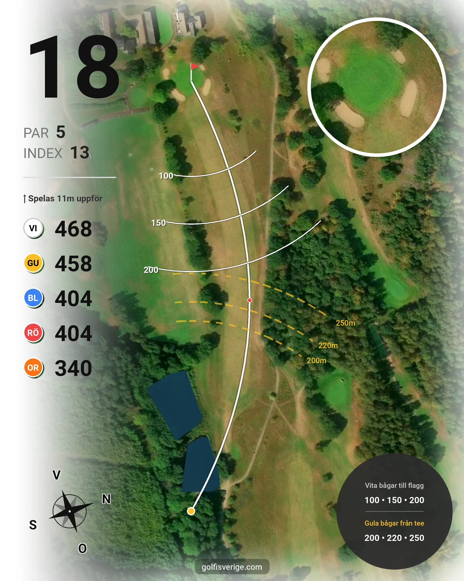 Banguide 1. Classic Course (18 hål) på Romeleåsens Golfklubb - Hål 18 karta