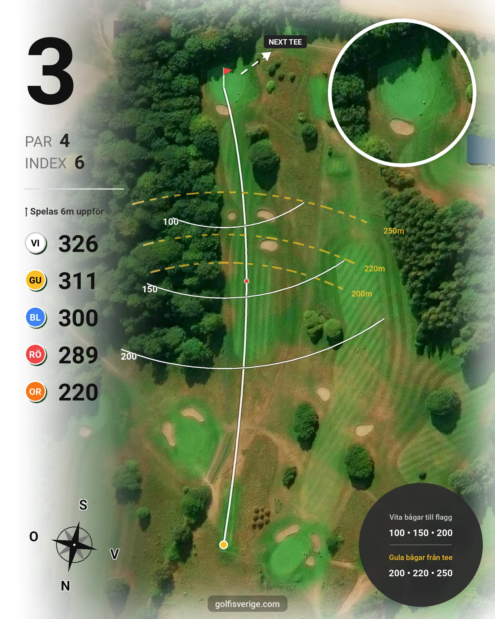 Banguide 1. Classic Course (18 hål) på Romeleåsens Golfklubb - Hål 3 karta