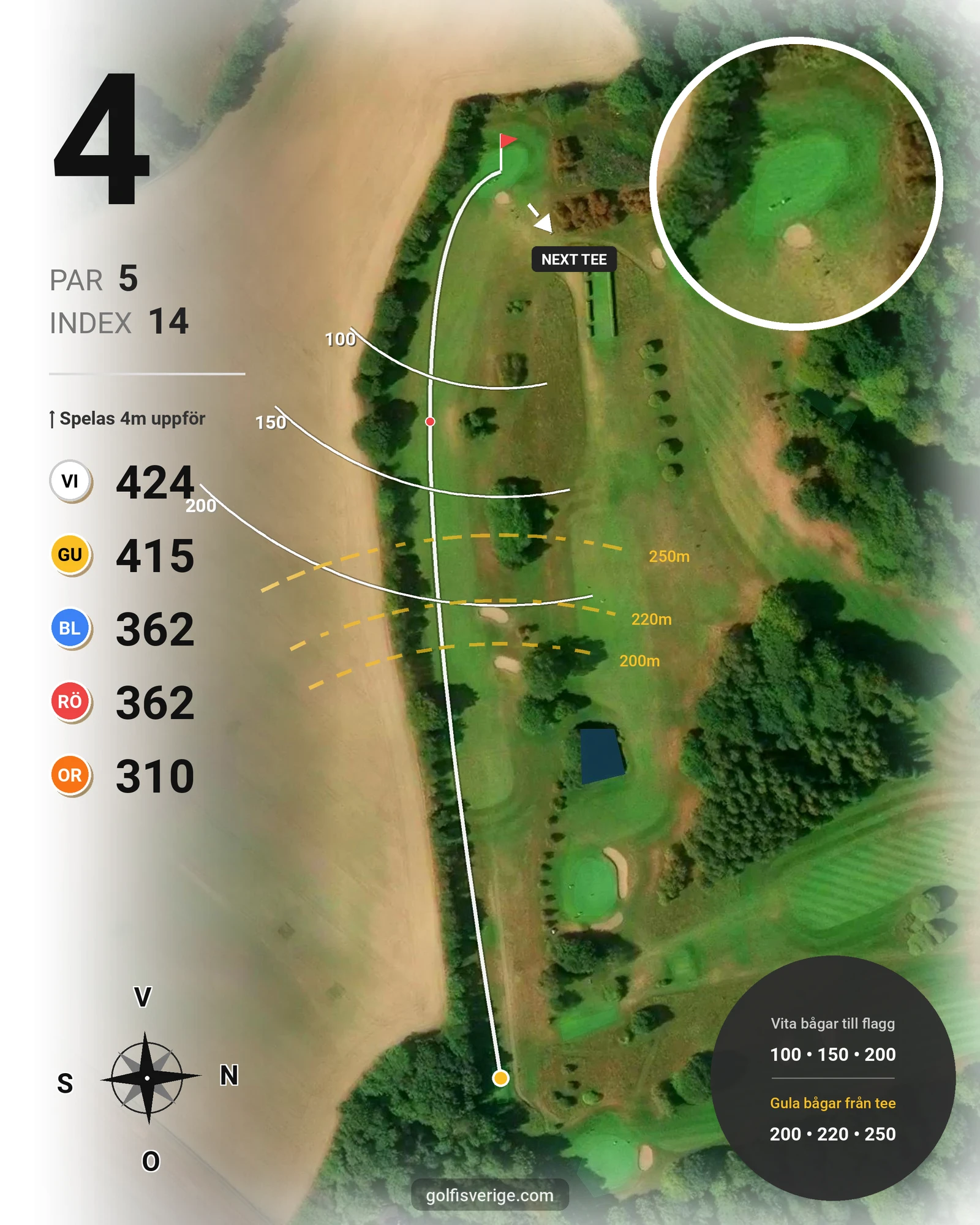 Banguide 1. Classic Course (18 hål) på Romeleåsens Golfklubb - Hål 4 karta