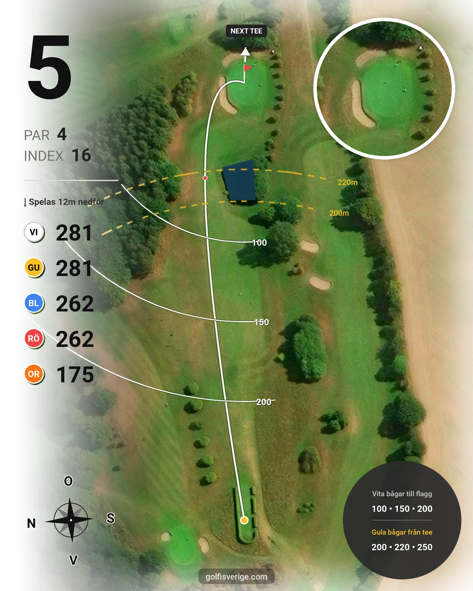 Banguide 1. Classic Course (18 hål) på Romeleåsens Golfklubb - Hål 5 karta