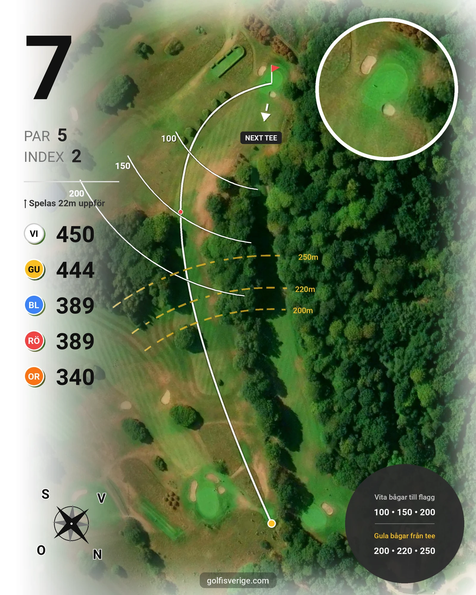 Banguide 1. Classic Course (18 hål) på Romeleåsens Golfklubb - Hål 7 karta
