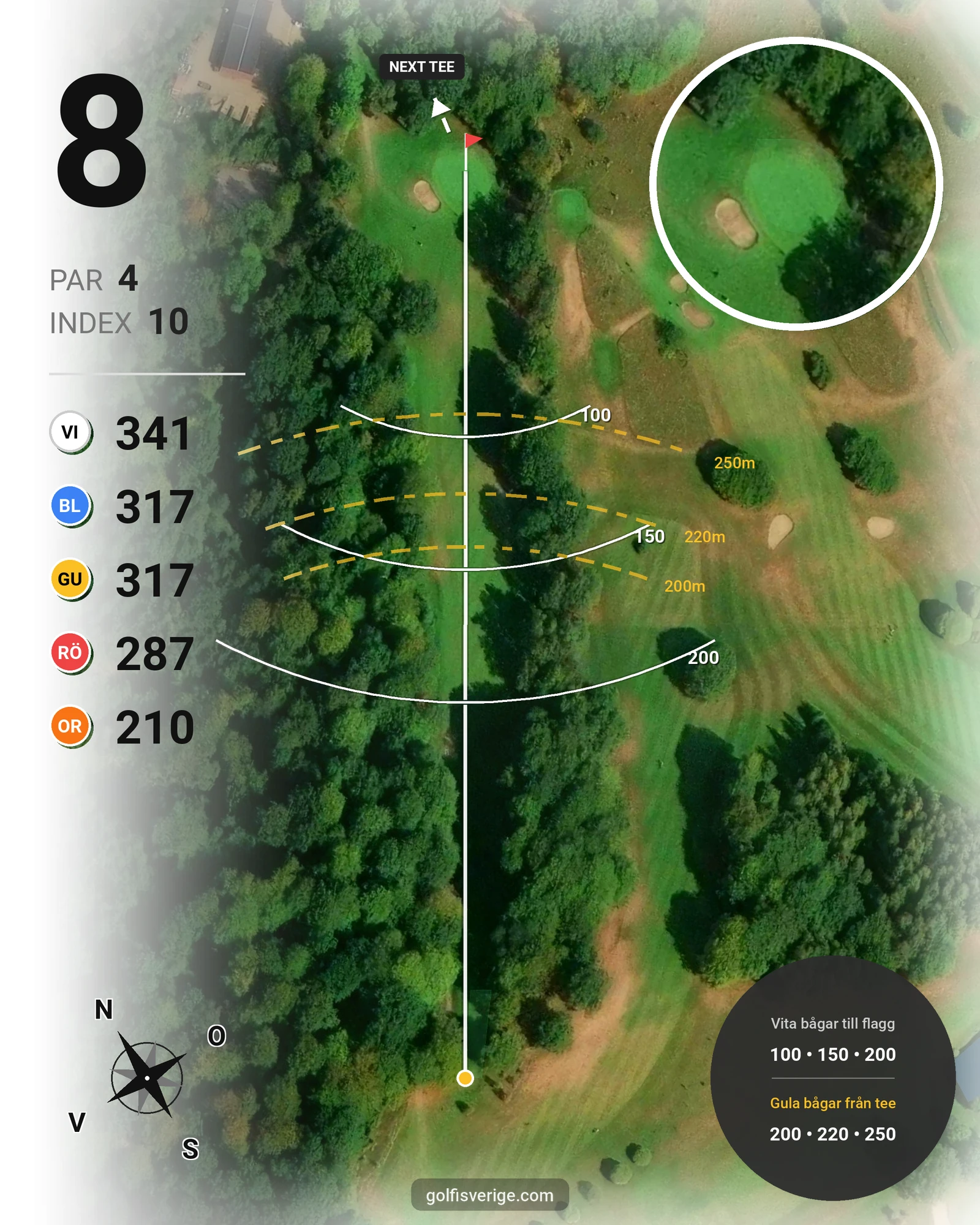 Banguide 1. Classic Course (18 hål) på Romeleåsens Golfklubb - Hål 8 karta
