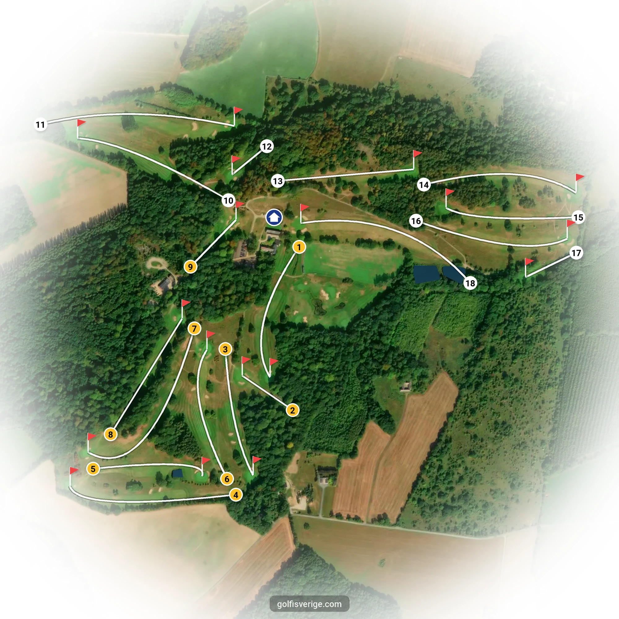 Banguide för 1. Classic Course (18 hål) på Romeleåsens Golfklubb