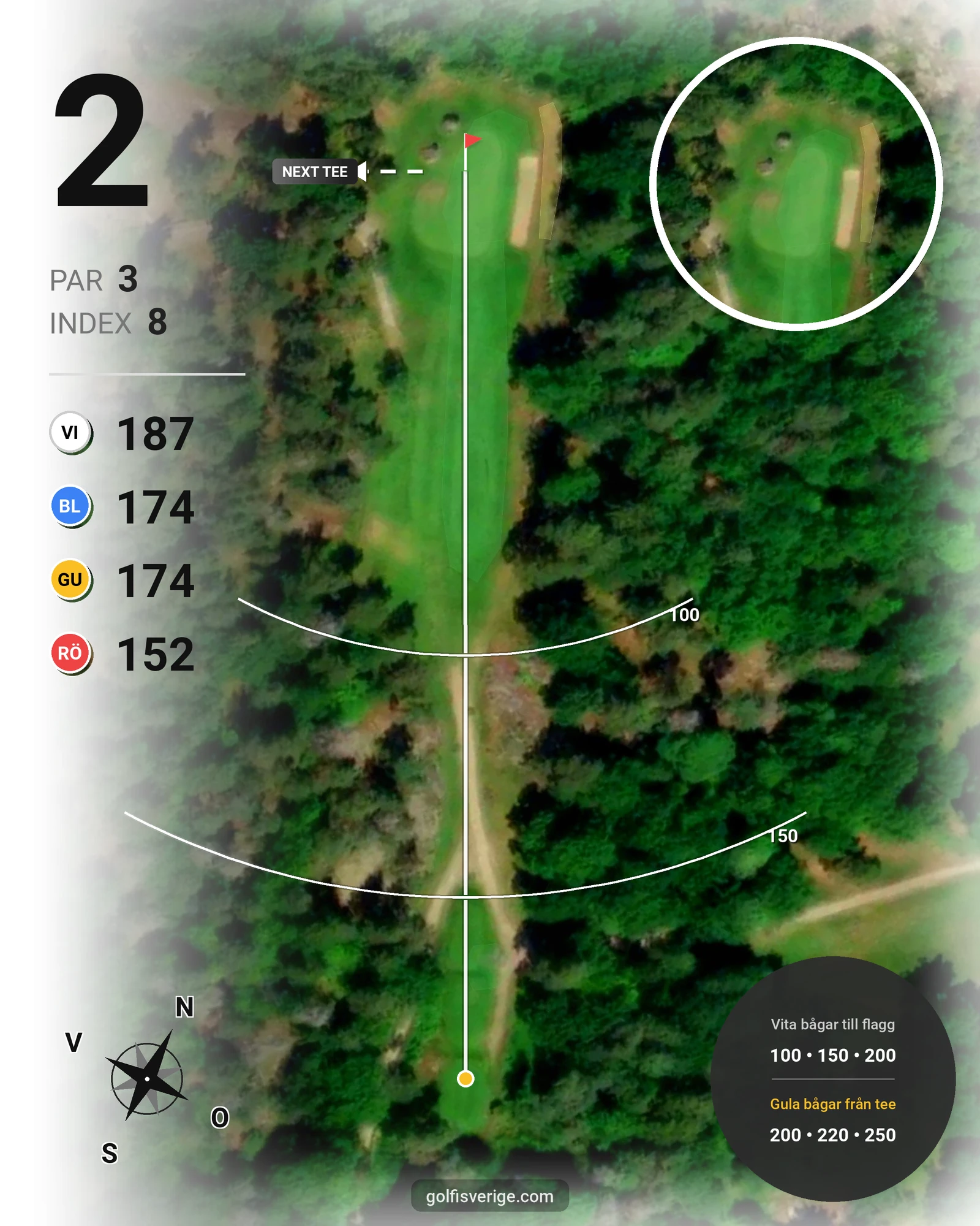 Banguide Ronneby GK 18 hålsbana på Ronneby Golfklubb - Hål 2 karta