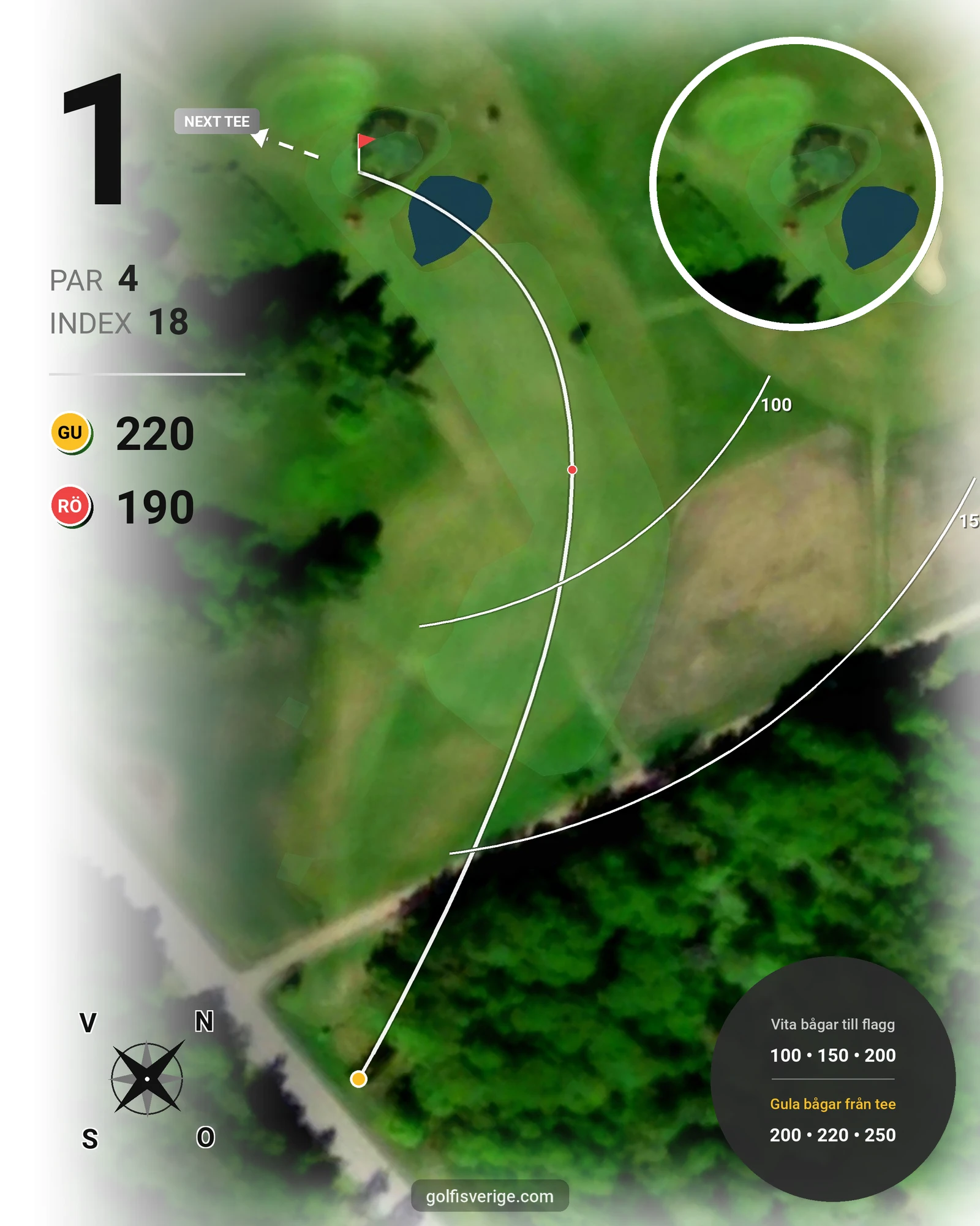 Banguide Långa Banan 9 hål på SAIK Golfklubb - Hål 1 karta