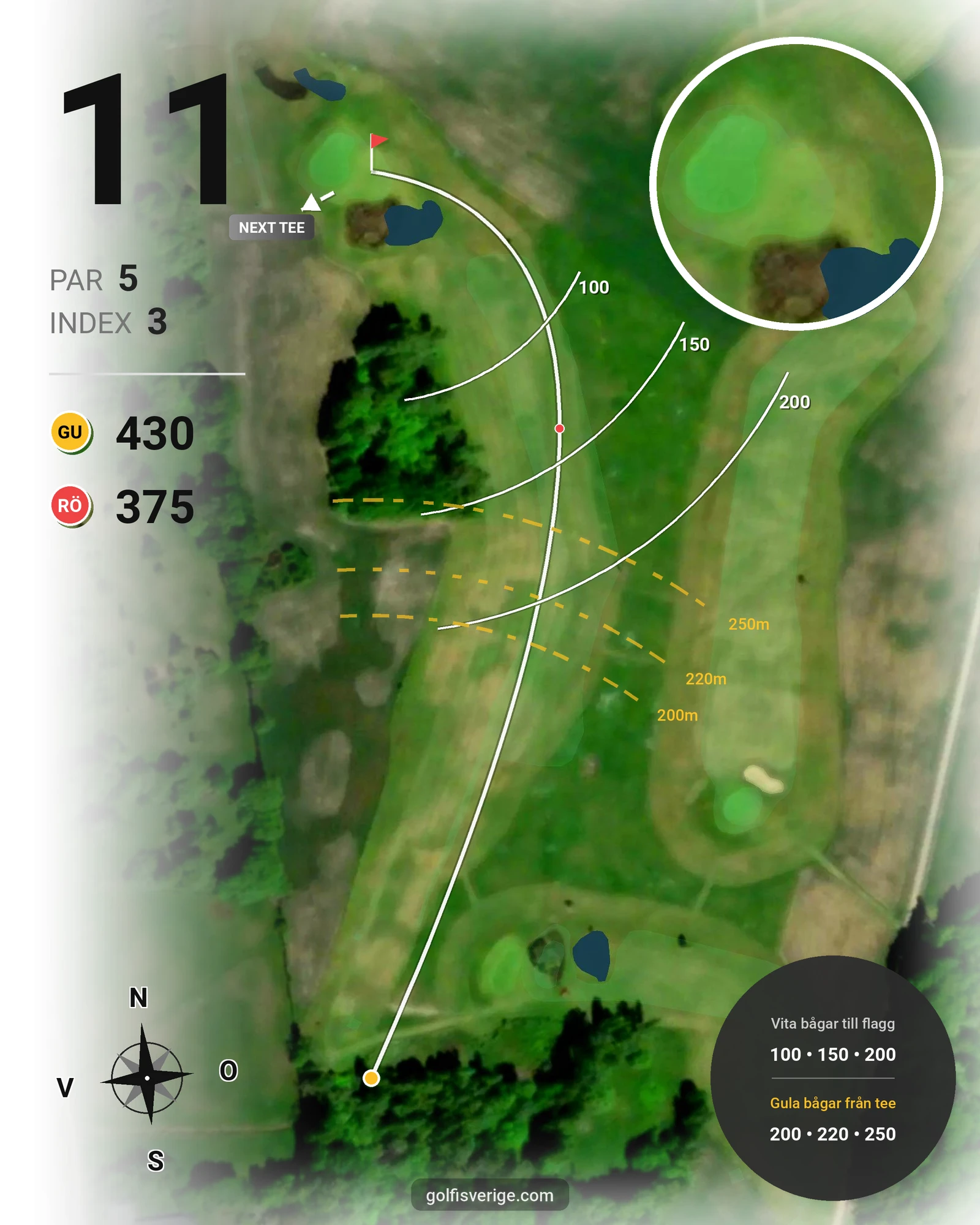 Banguide Långa Banan 9 hål på SAIK Golfklubb - Hål 11 karta