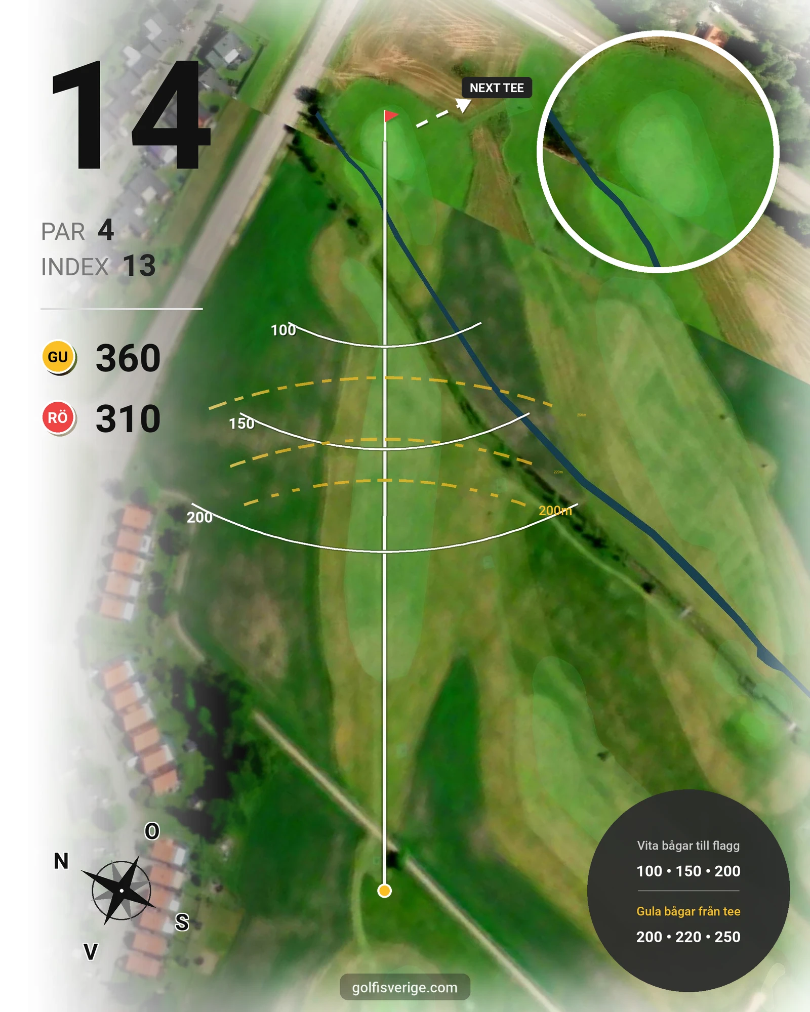 Banguide Långa Banan 9 hål på SAIK Golfklubb - Hål 14 karta