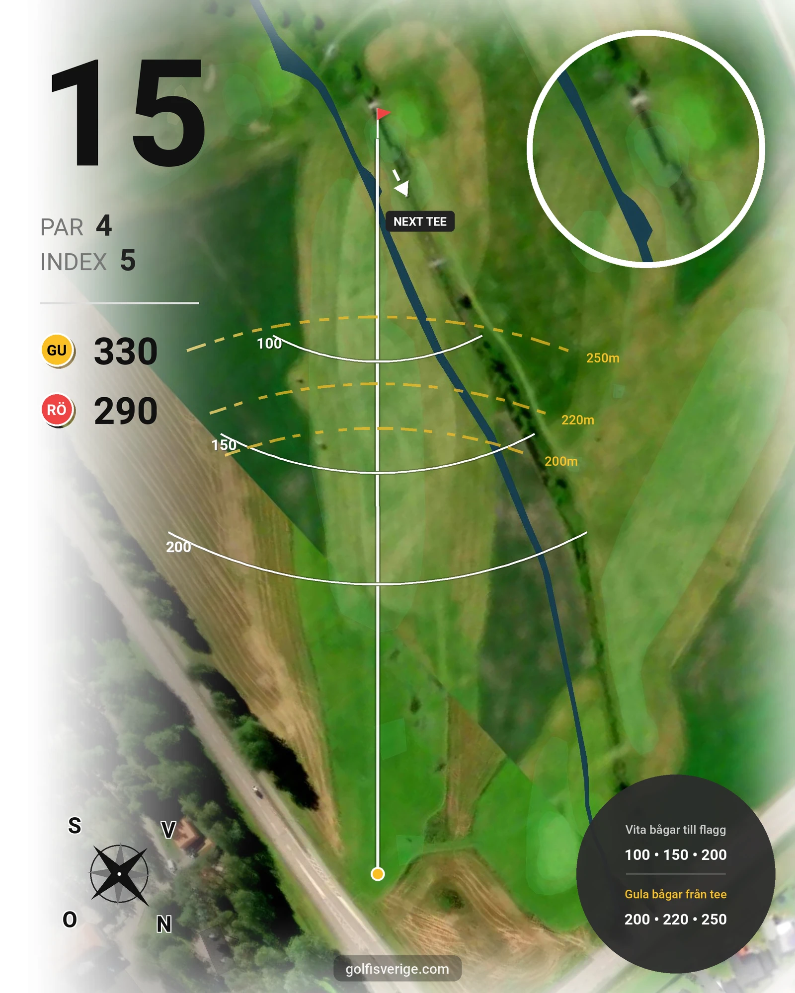 Banguide Långa Banan 9 hål på SAIK Golfklubb - Hål 15 karta