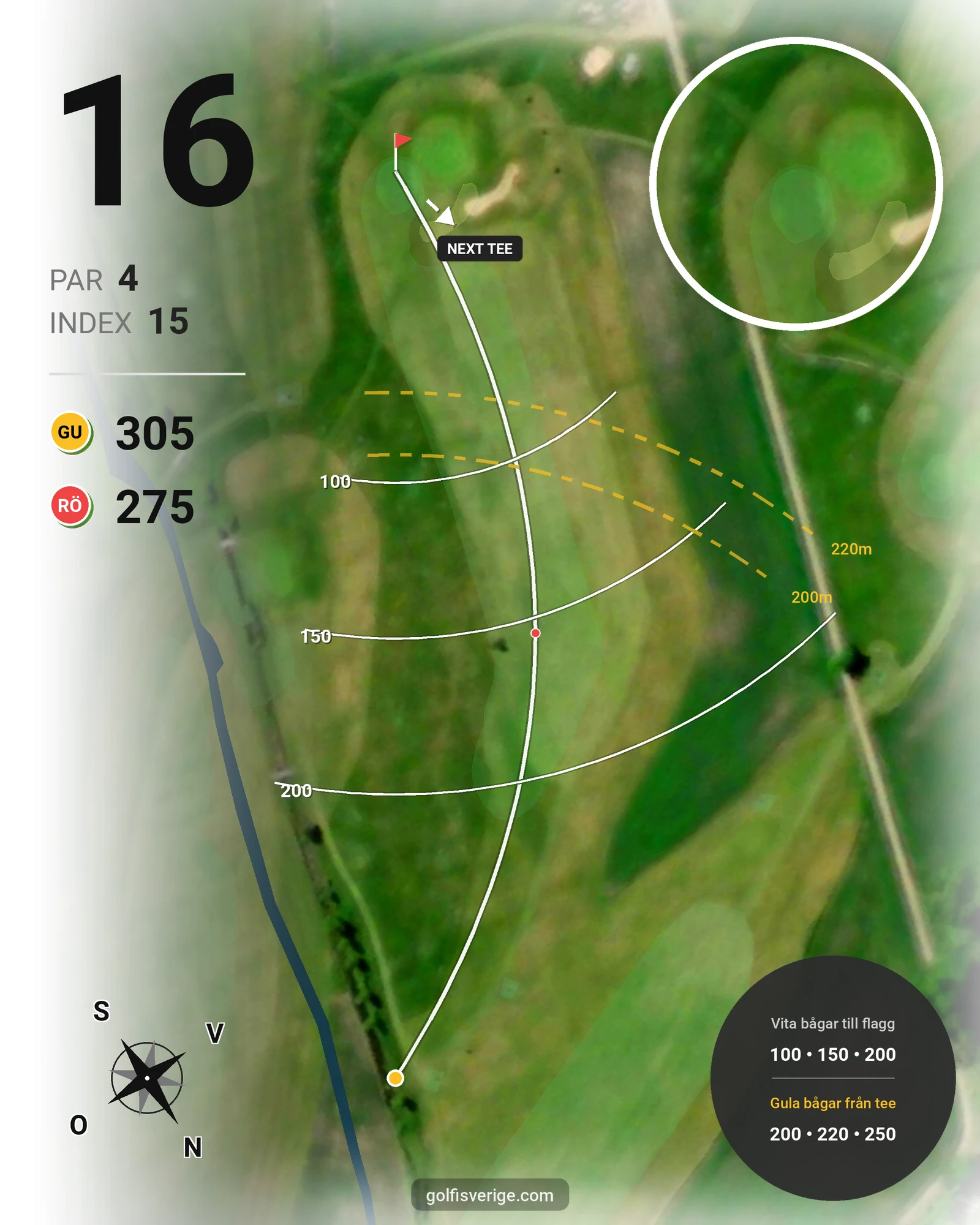 Banguide Långa Banan 9 hål på SAIK Golfklubb - Hål 16 karta