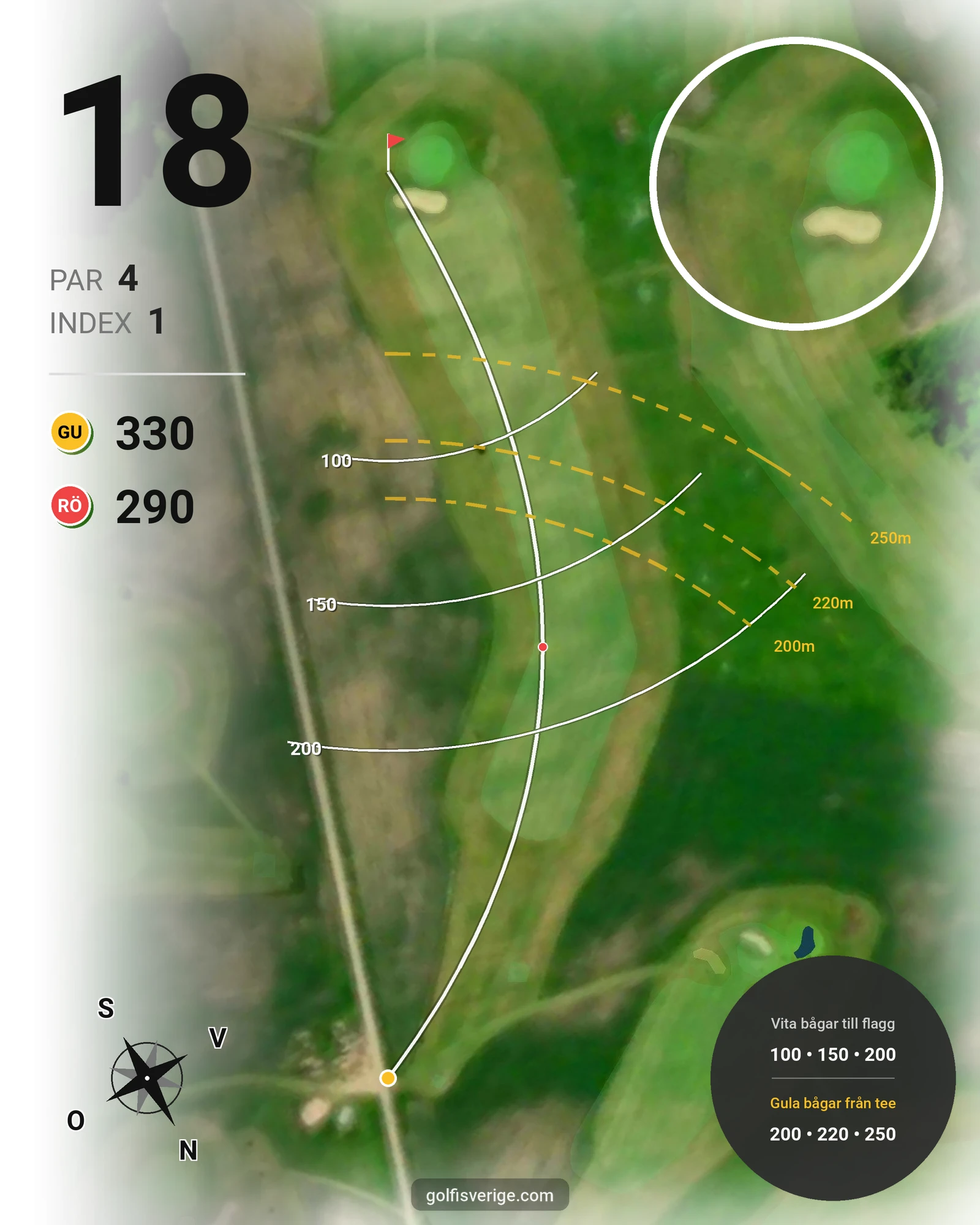 Banguide Långa Banan 9 hål på SAIK Golfklubb - Hål 18 karta