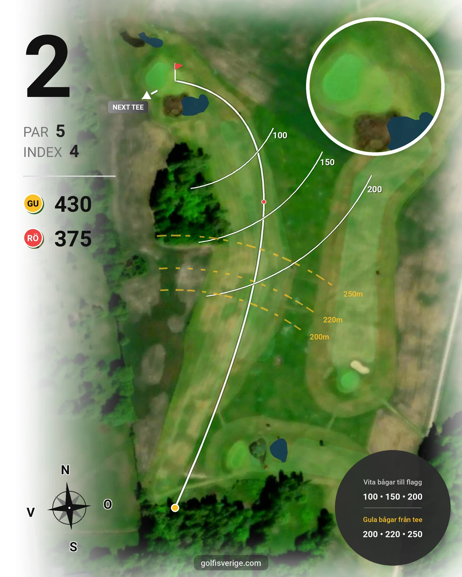 Banguide Långa Banan 9 hål på SAIK Golfklubb - Hål 2 karta
