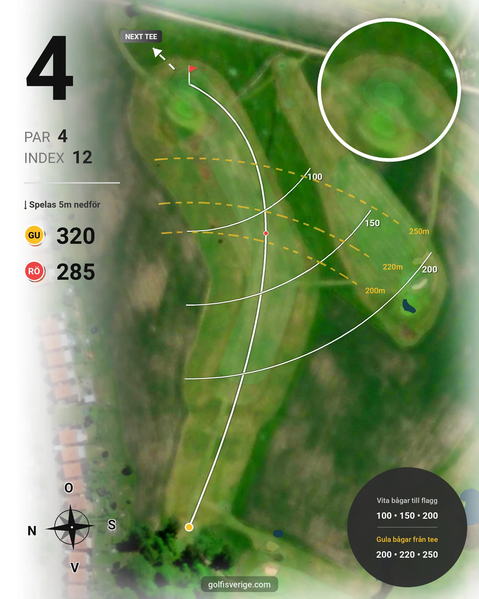 Banguide Långa Banan 9 hål på SAIK Golfklubb - Hål 4 karta