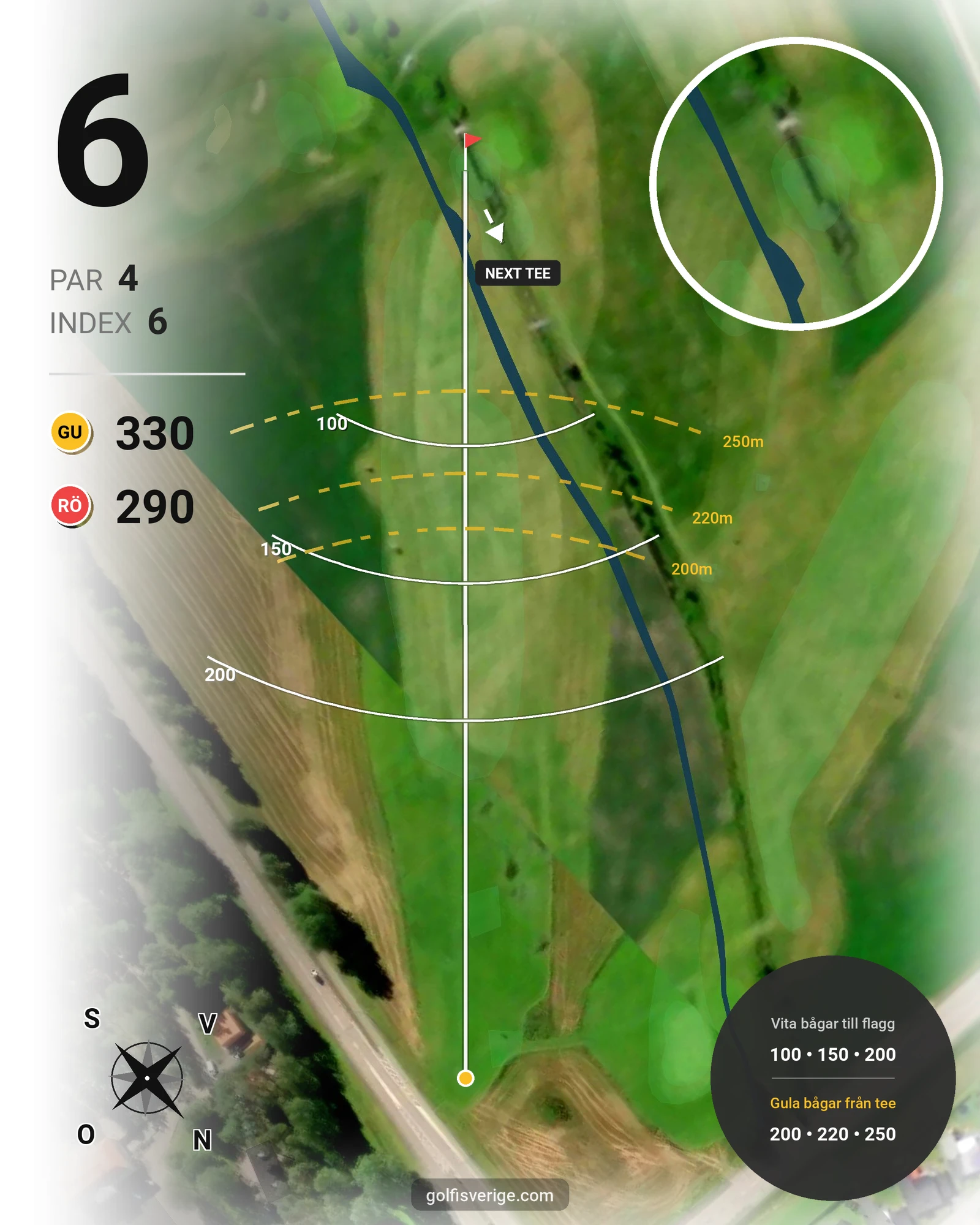 Banguide Långa Banan 9 hål på SAIK Golfklubb - Hål 6 karta