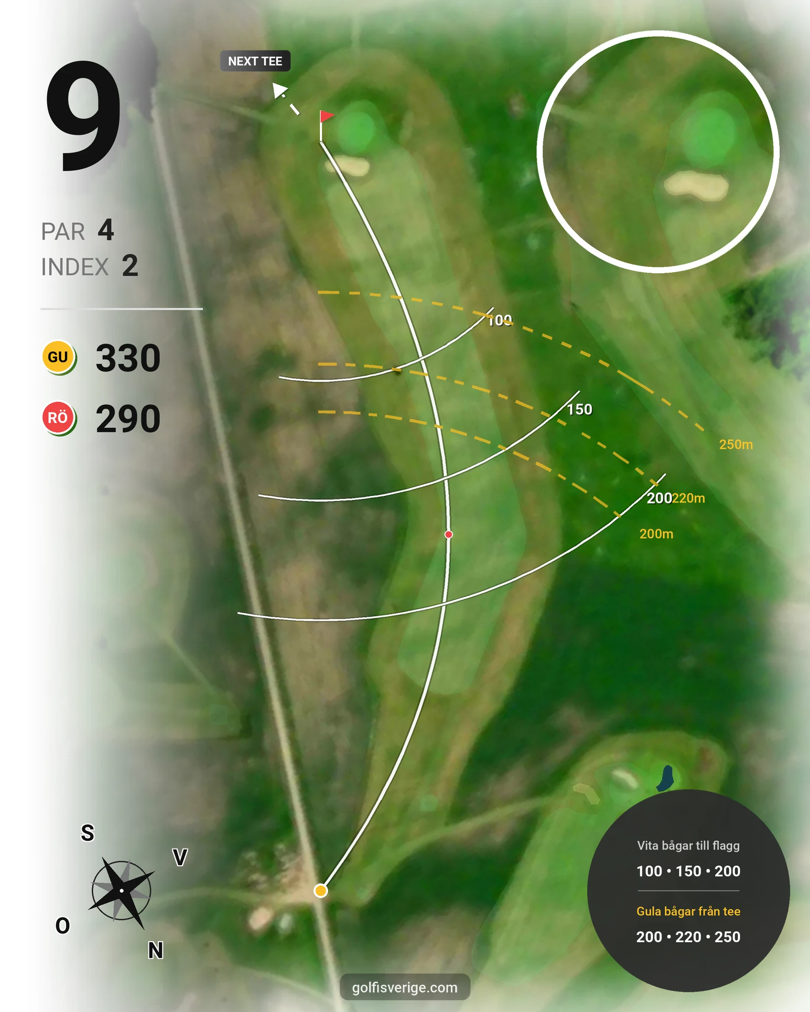 Banguide Långa Banan 9 hål på SAIK Golfklubb - Hål 9 karta