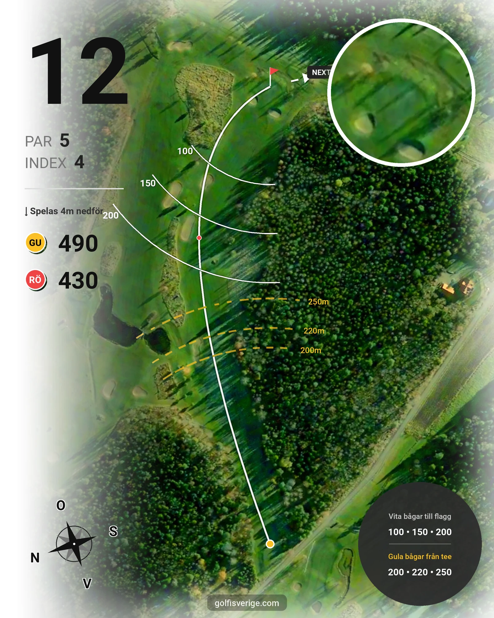 Banguide 9-hålsbanan med Pay & Play på Sala Golfklubb - Hål 12 karta