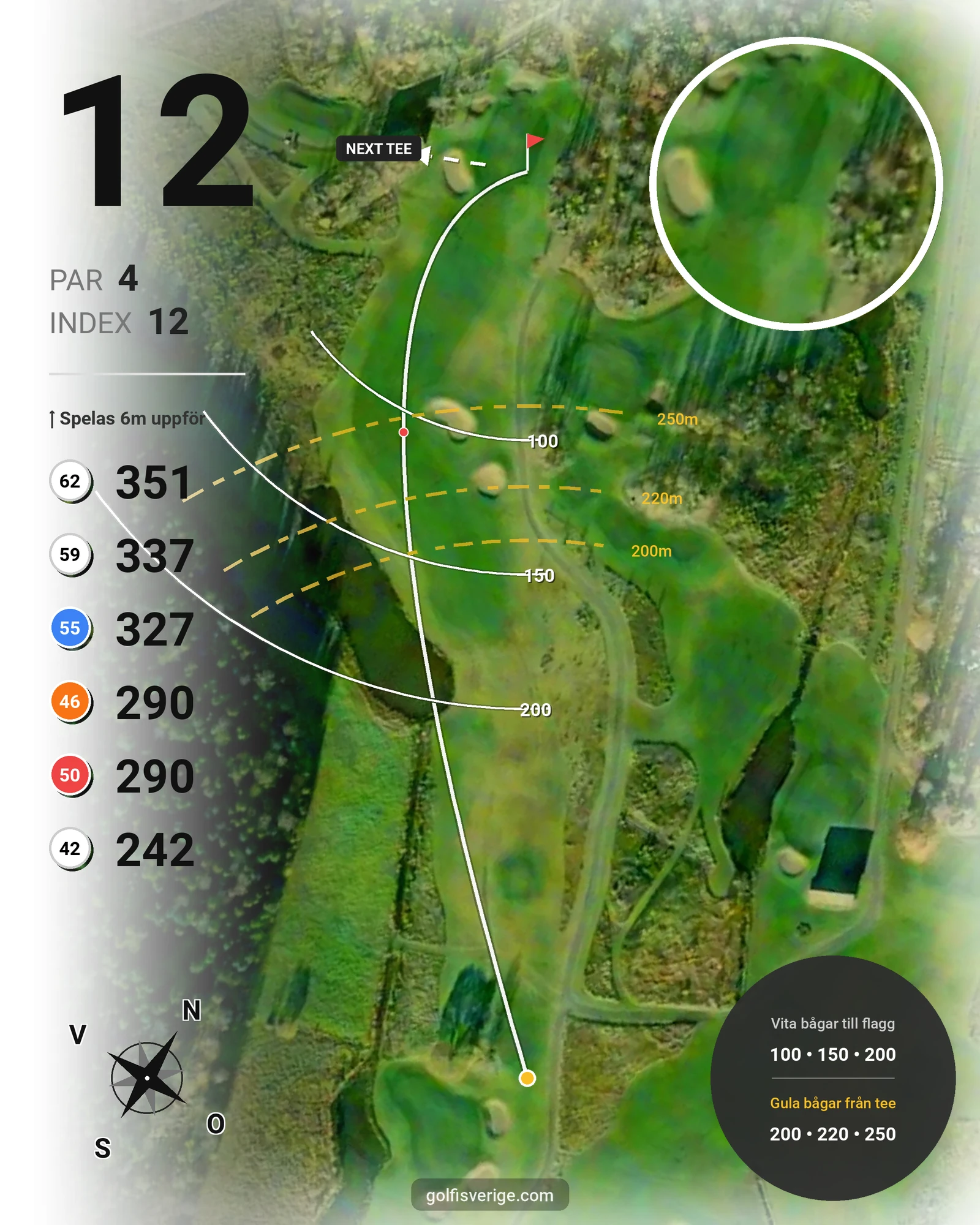 Banguide 18-hålsbanan på Sala Golfklubb - Hål 12 karta