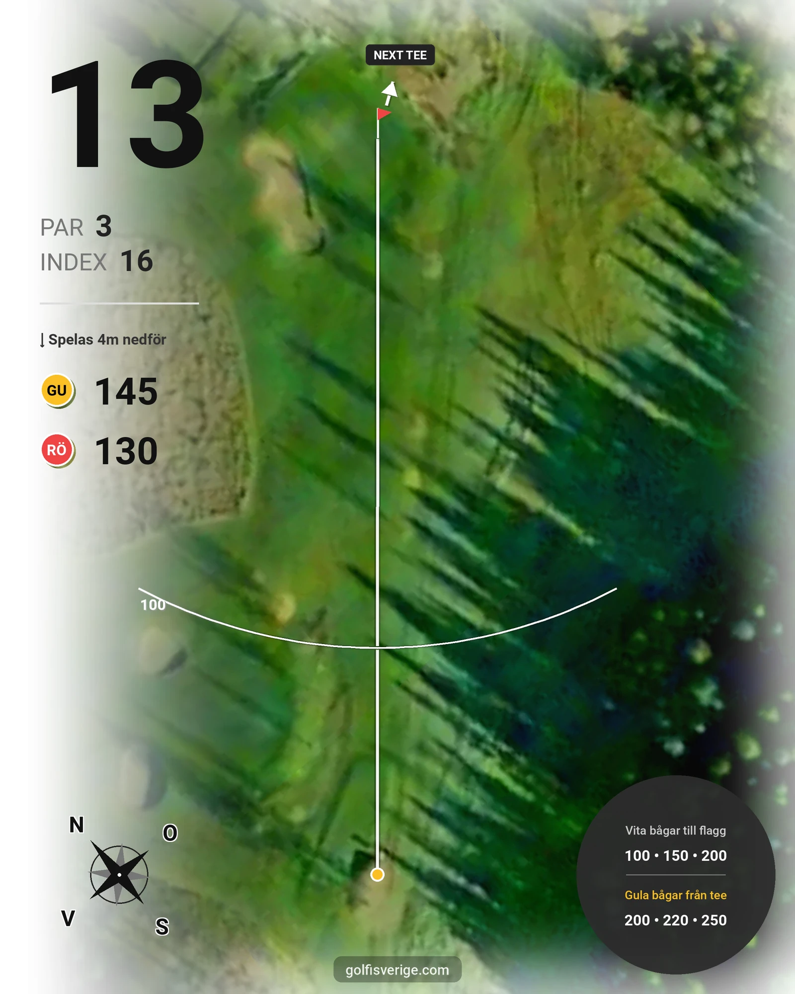 Banguide 9-hålsbanan med Pay & Play på Sala Golfklubb - Hål 13 karta
