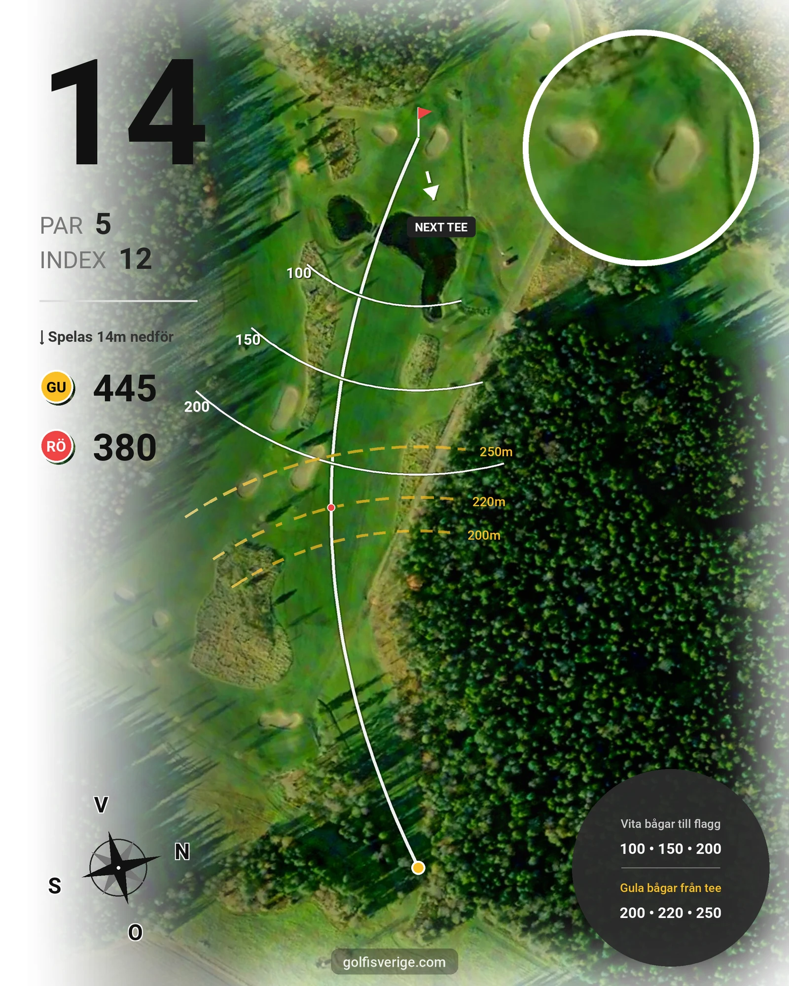 Banguide 9-hålsbanan med Pay & Play på Sala Golfklubb - Hål 14 karta