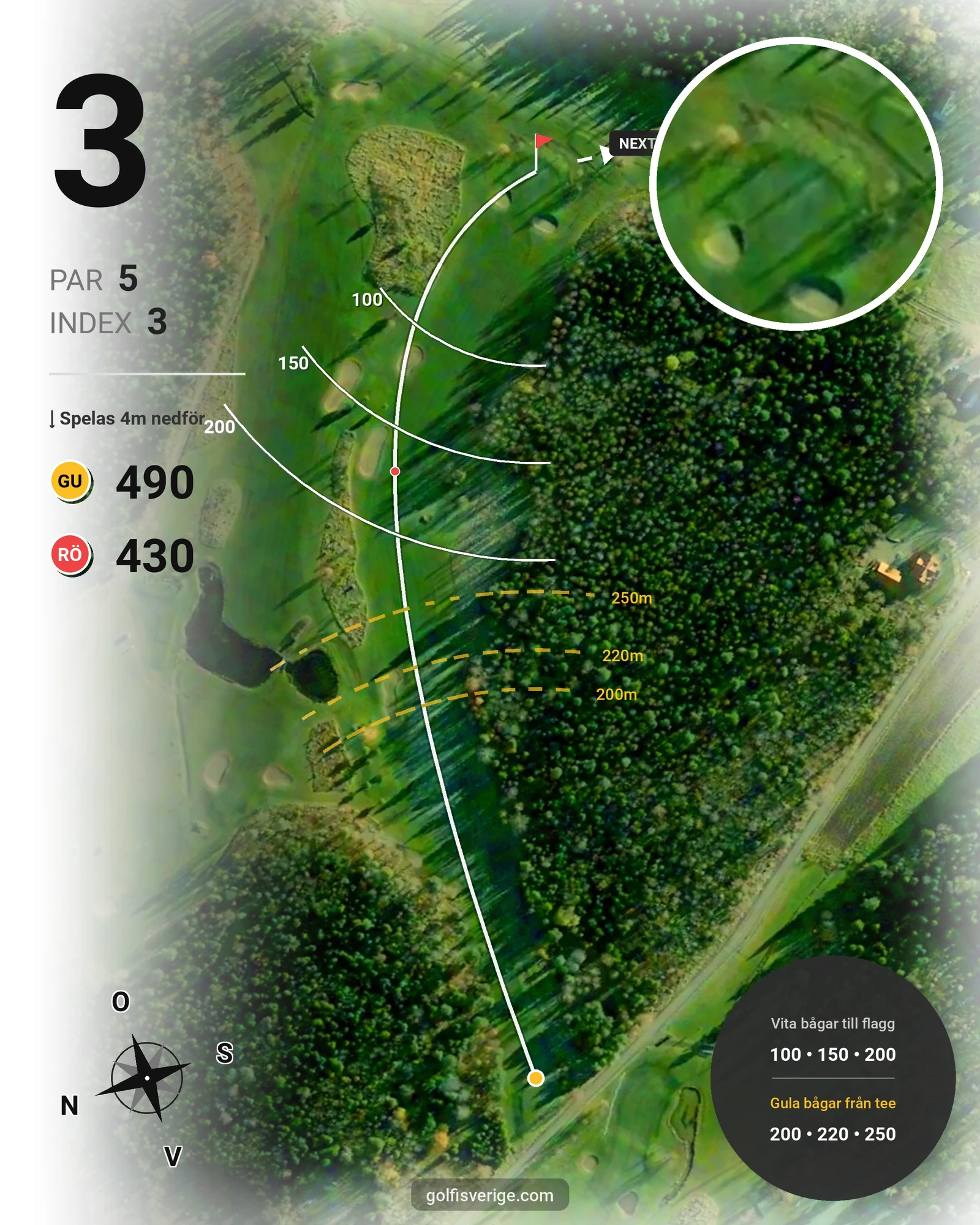 Banguide 9-hålsbanan med Pay & Play på Sala Golfklubb - Hål 3 karta