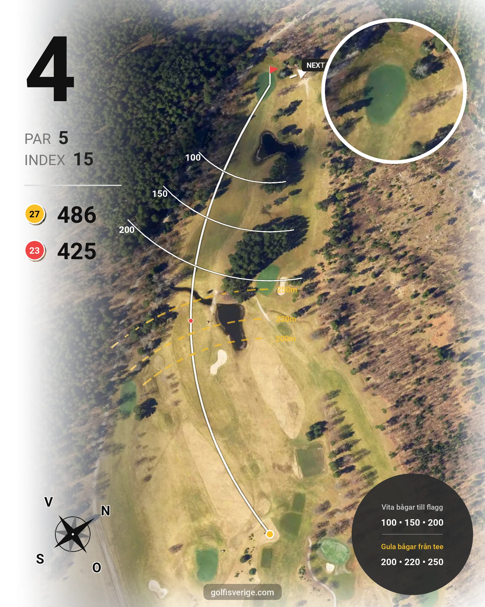 Banguide 9-hålsbanan på Salems Golfklubb - Hål 4 karta