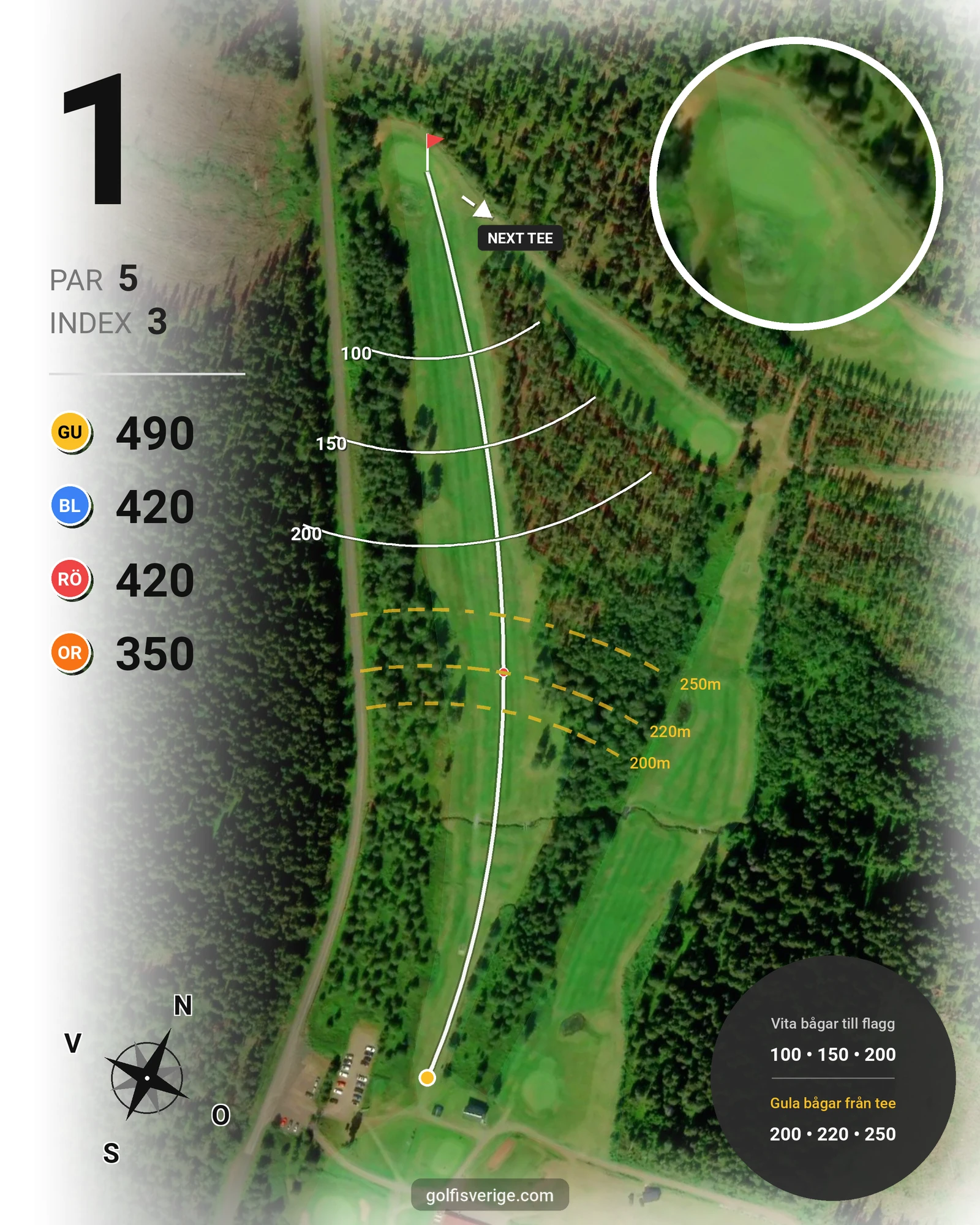 Banguide Sälenfjällens Golfklubb hål 1 karta