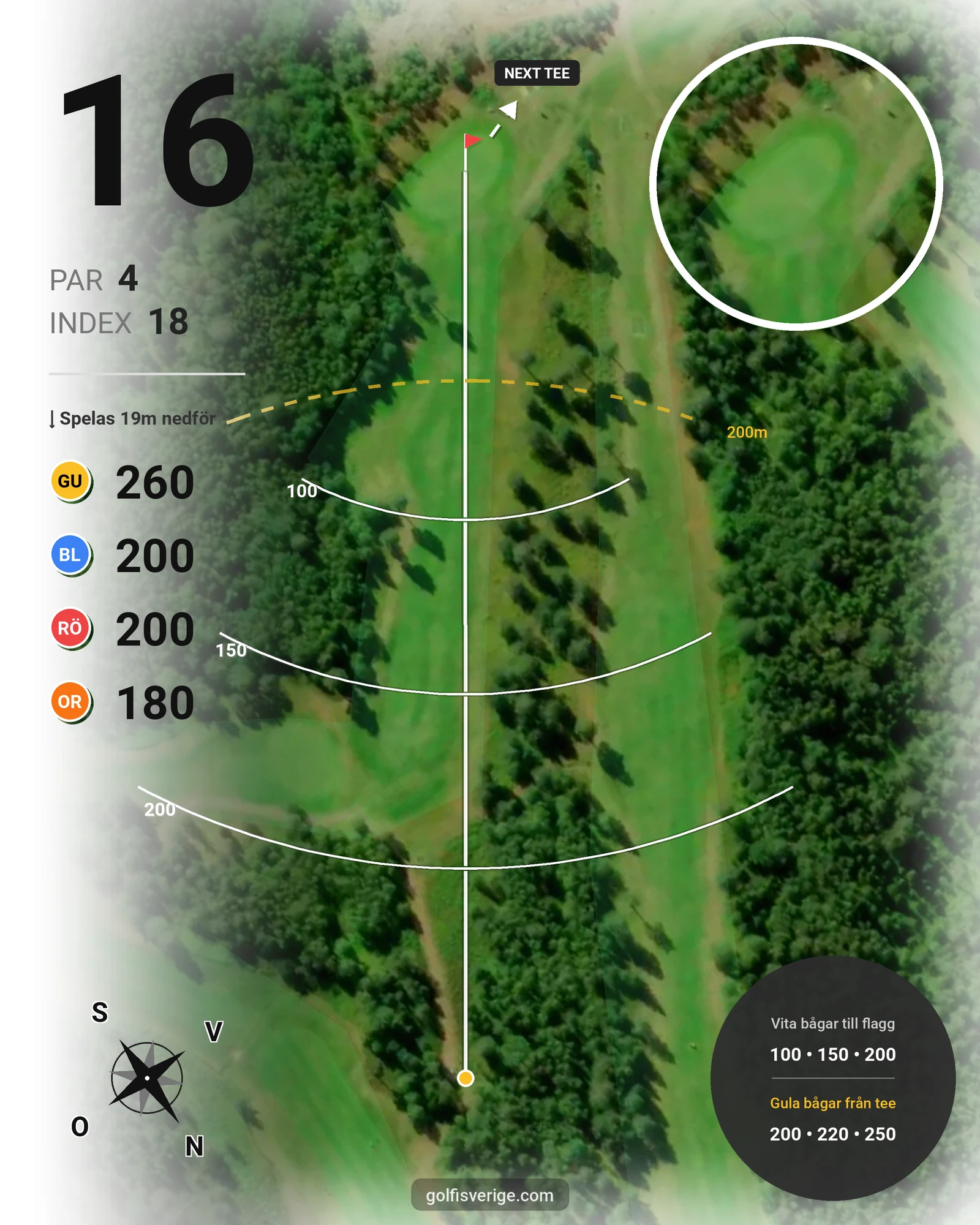 Banguide Sälenfjällens Golfklubb hål 16 karta